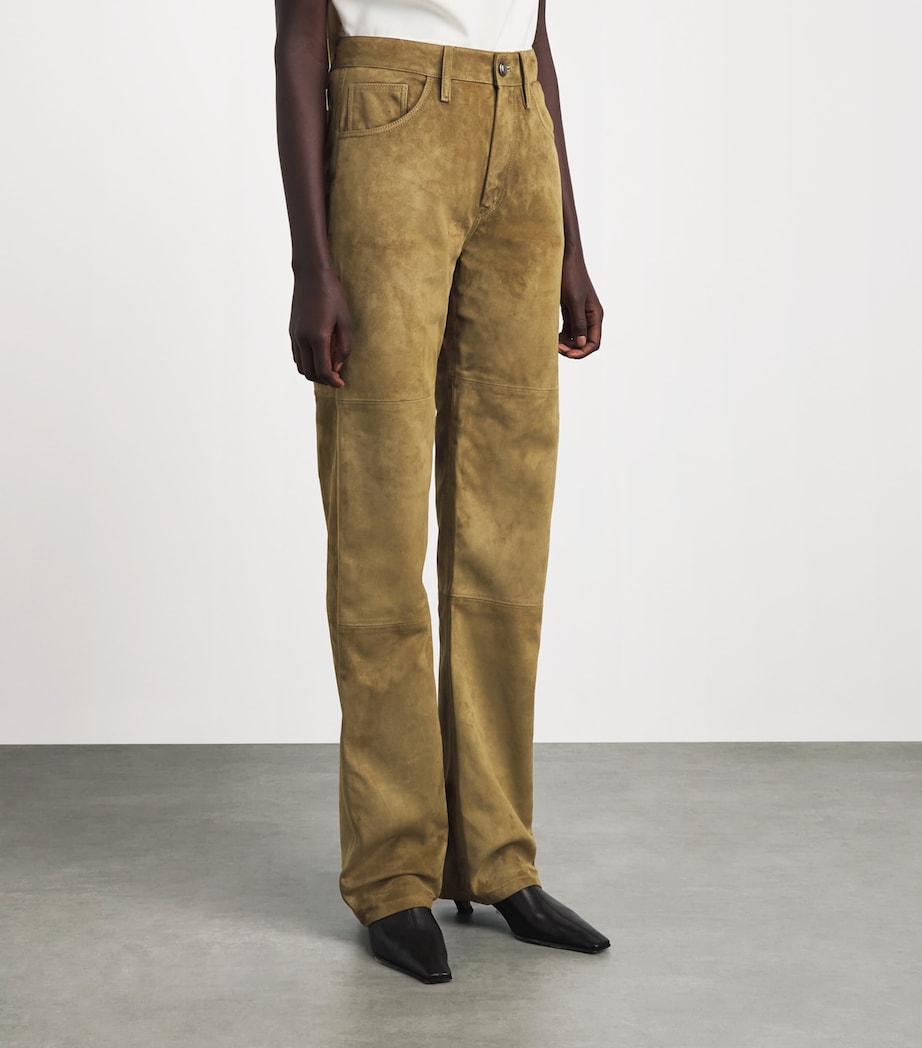 Altuzarra Womens Suede Mills Straight Trousers Breen Image 4