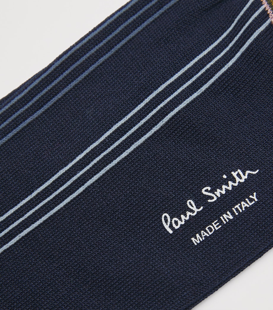 Cotton-Blend Jimini Stripe Socks BLUE Image 2