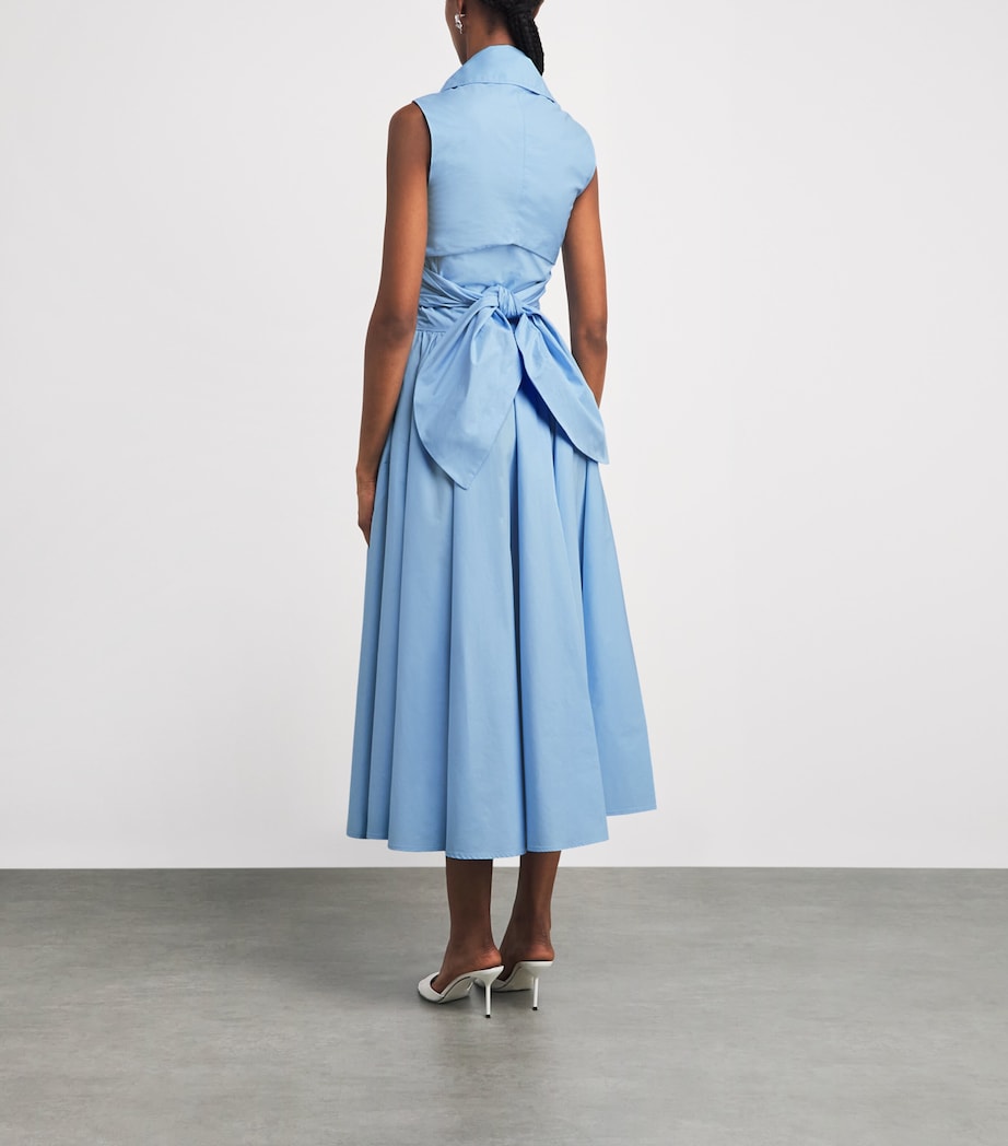 Patou Womens Organic Cotton Draped Sleeveless Midi Dress Riviera Blue Image 4