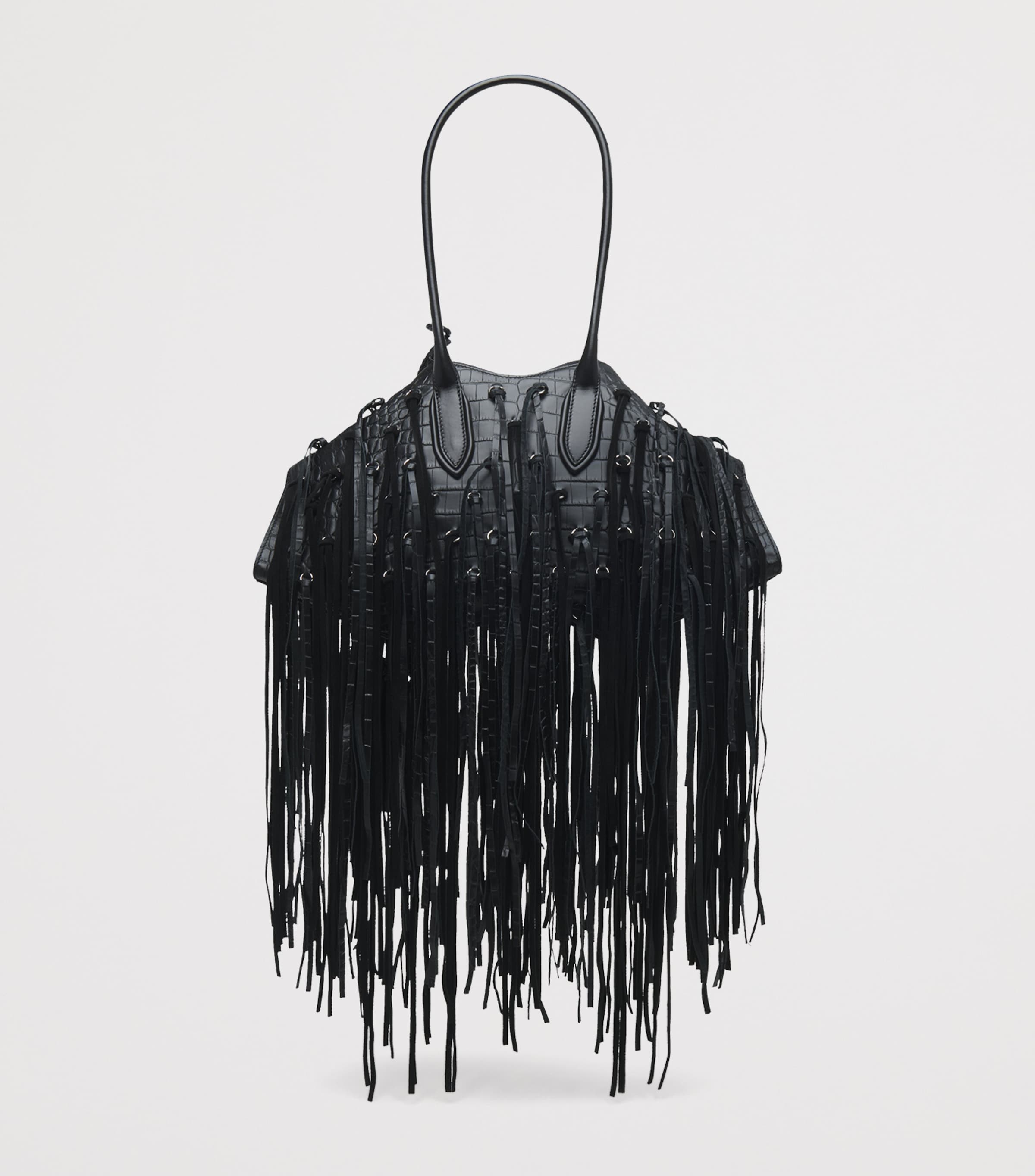 McQueen Fringed Embellished Manta Top-Handle Bag Image 2