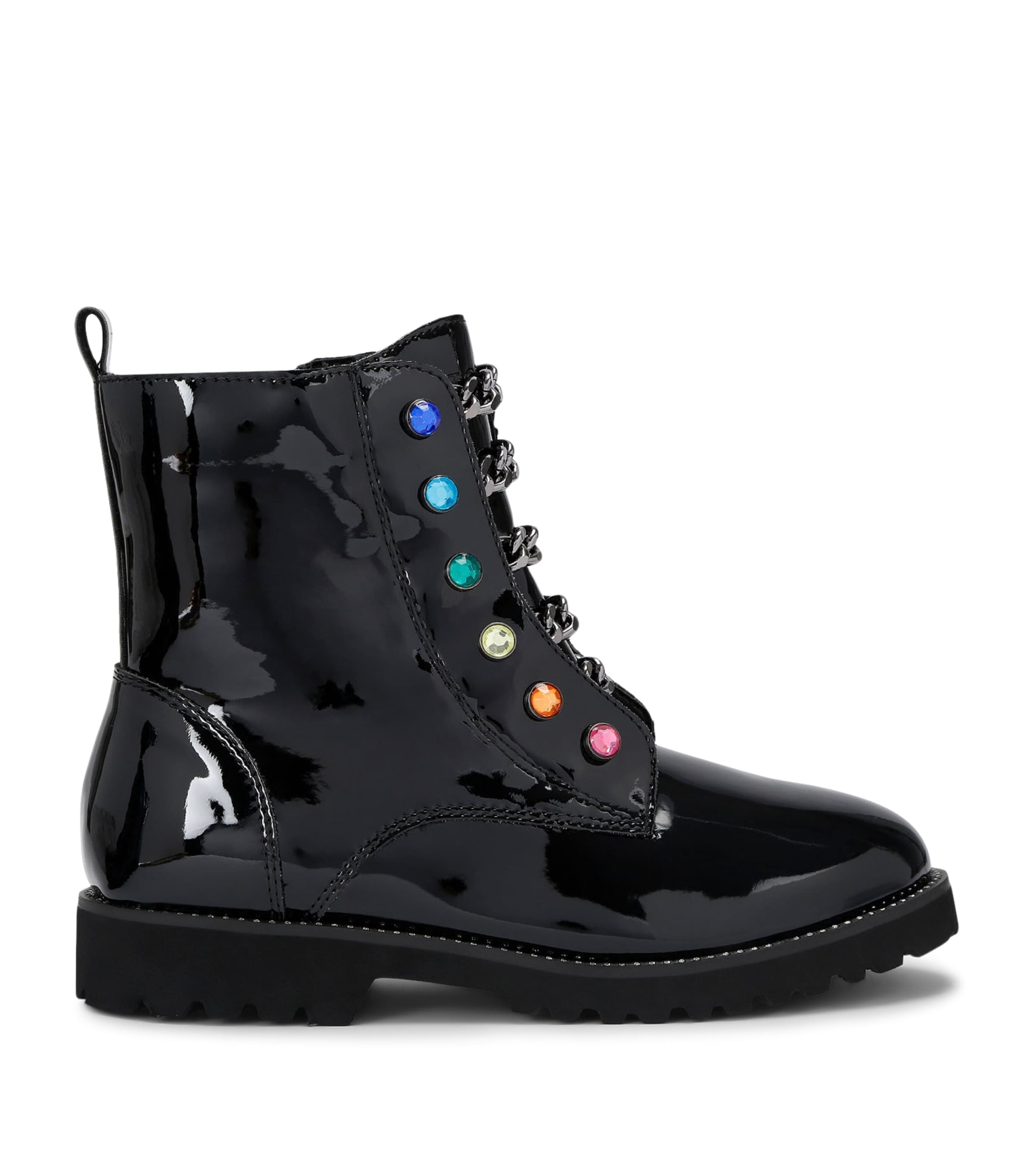 Kurt Geiger Patent Mini Bax Boots In Black