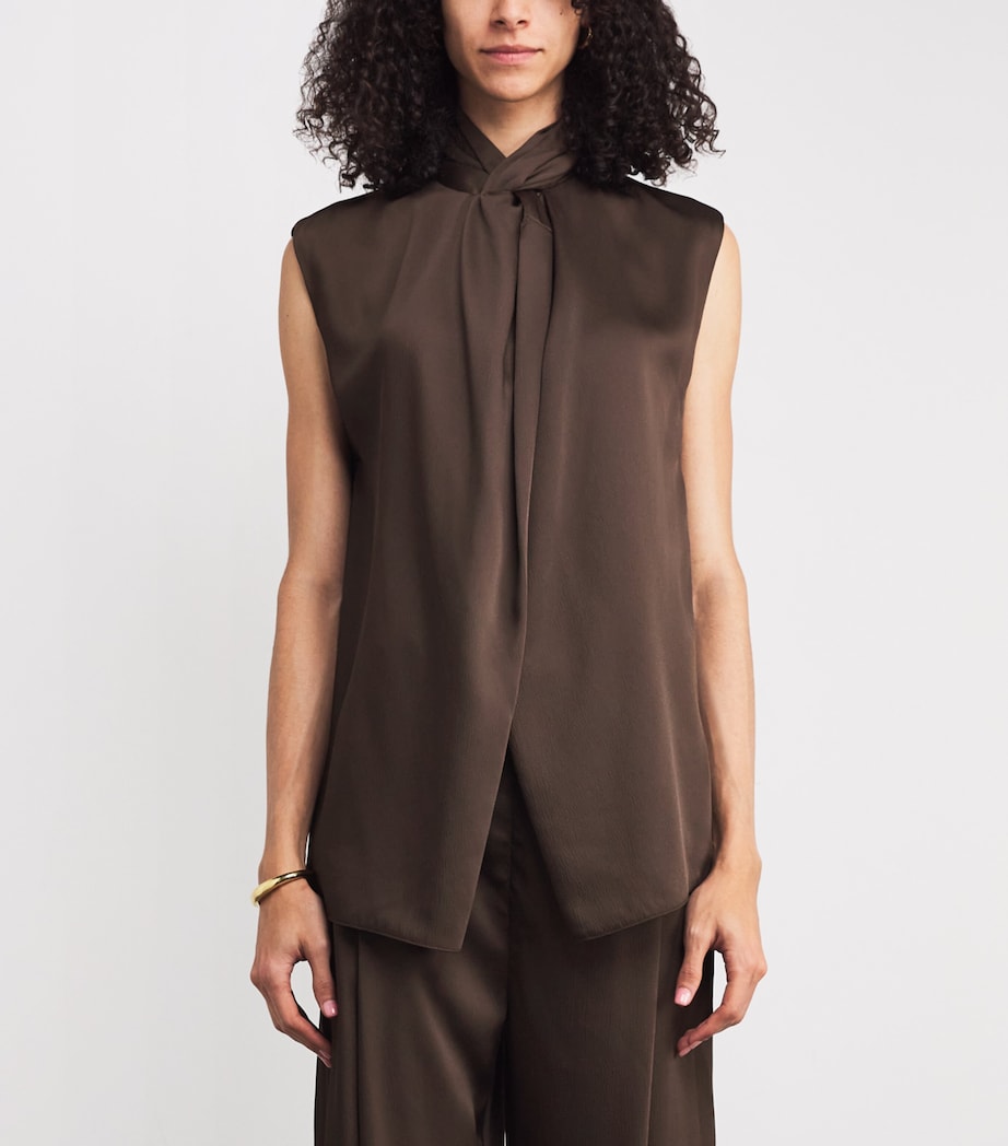 Satin Aaron Sleeveless Top D80 BROWN Image 3