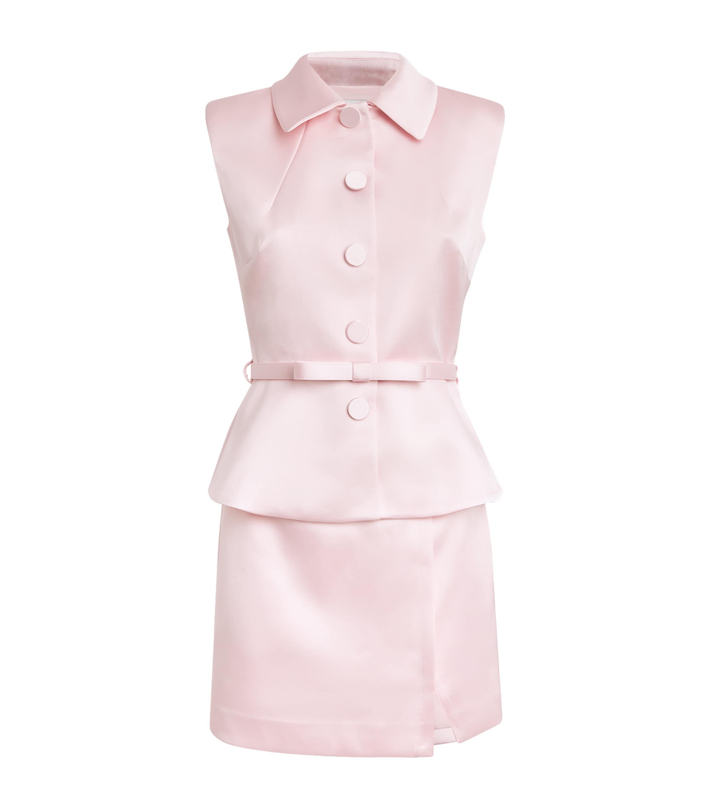 Self-portrait Belted Wrap-effect Mikado Mini Dress In Pink