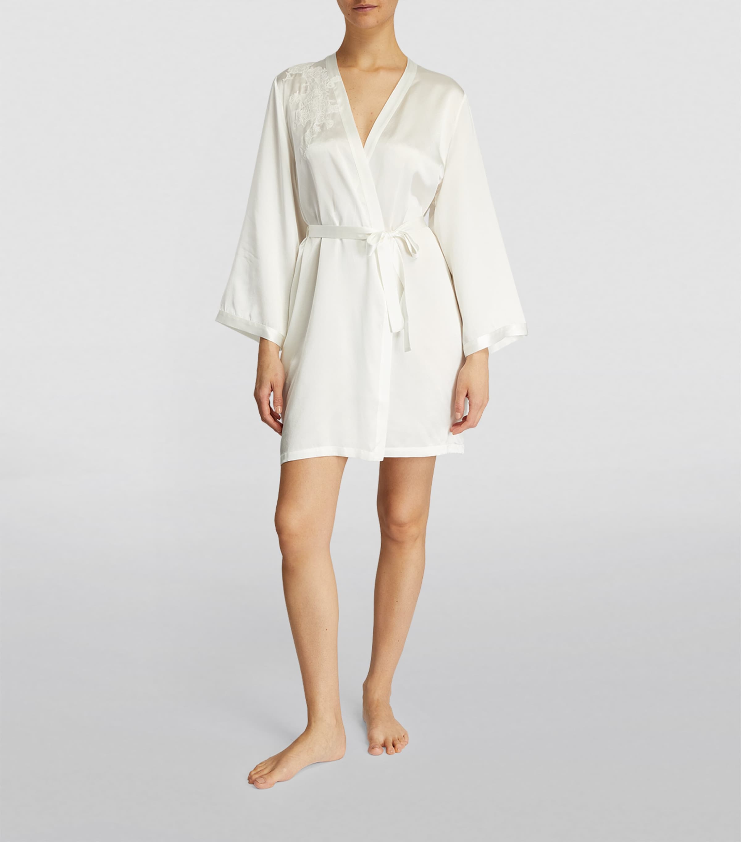 Silk Lace-Trim Robe NATUREL Image 2