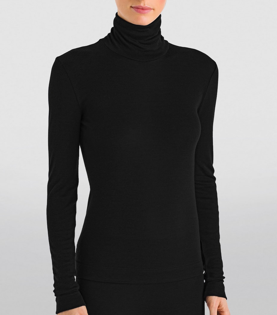 Silk-Cashmere Rollneck Top BLACK Image 4