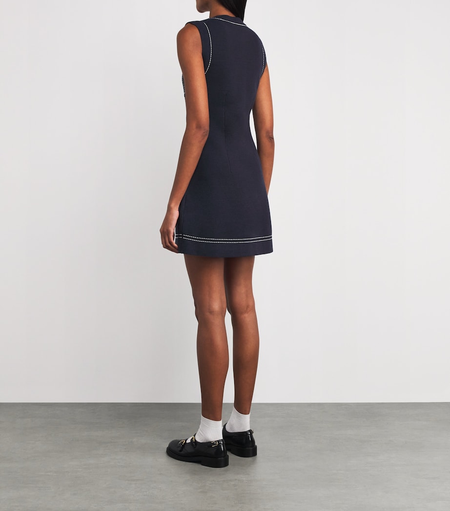 Constrast-Stitch Mini Dress NAVY Image 3