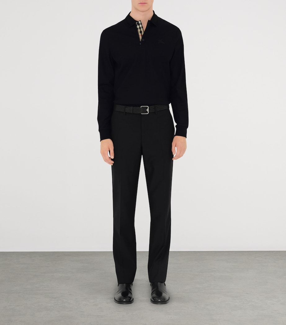 Cotton EKD -Embroidered Long-Sleeve Polo Shirt BLACK Image 2