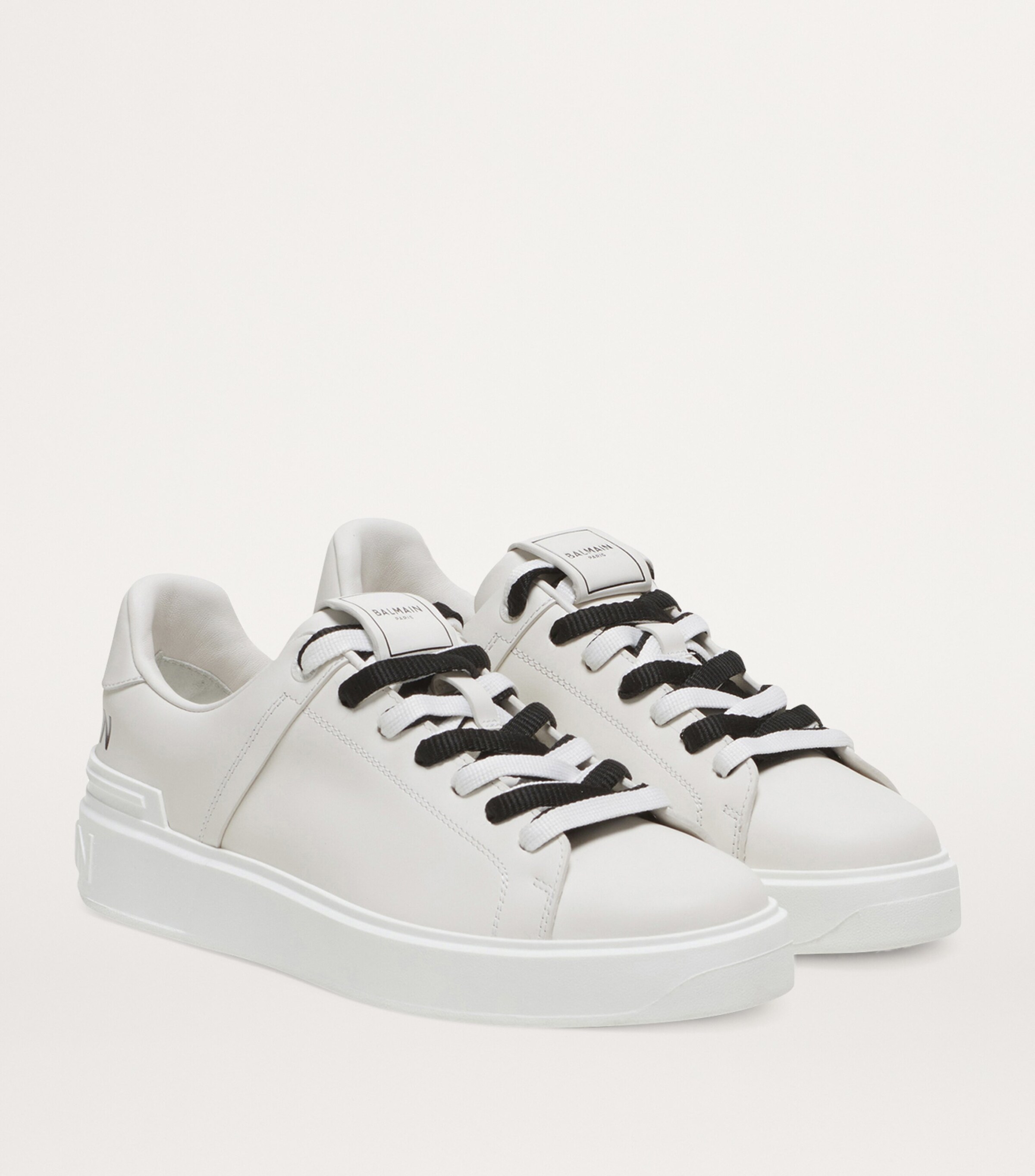 Balmain Leather B-Court Sneakers Blanc Image 2