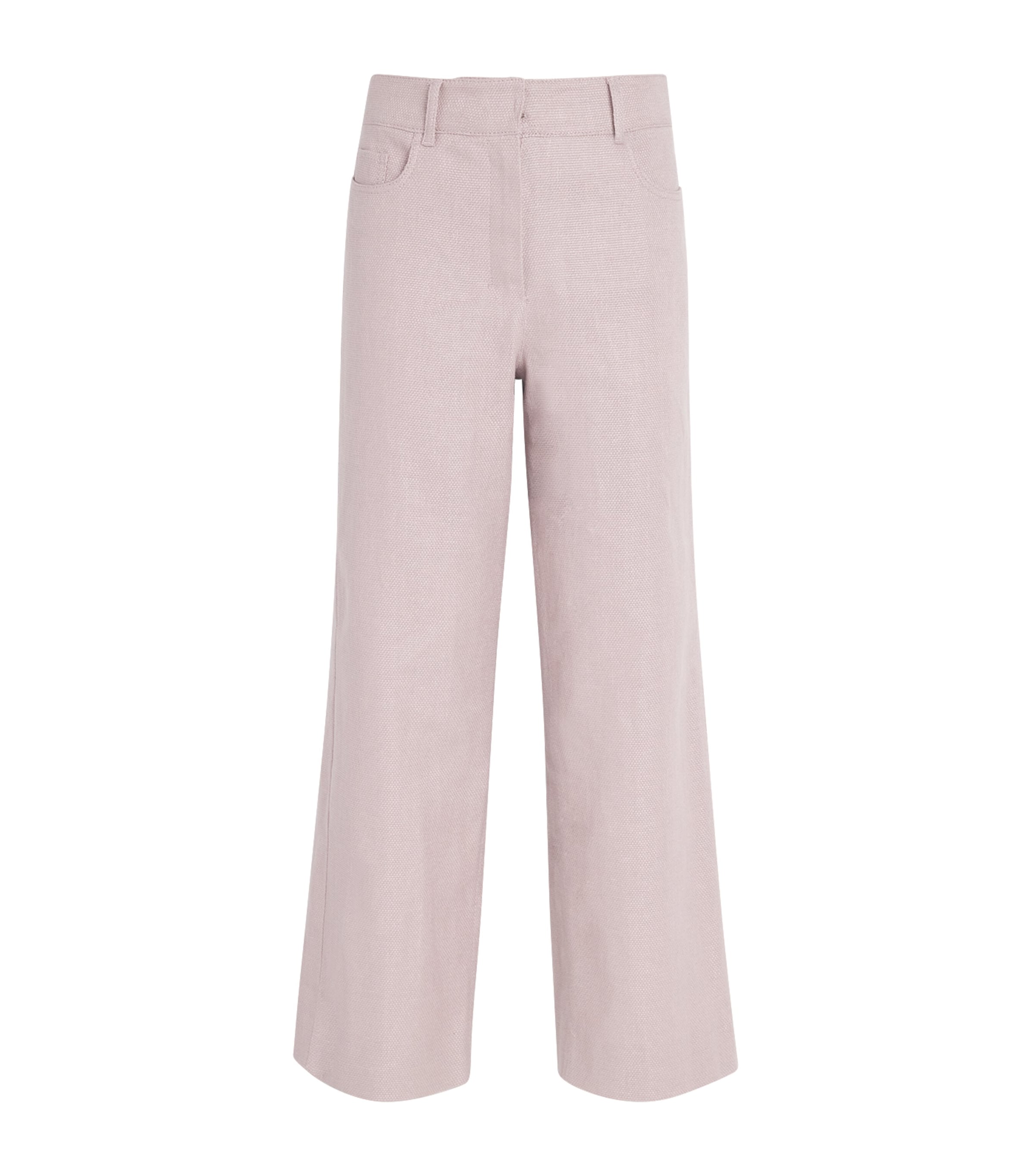 Max Mara Linen-blend Wide-leg Trousers In Pink