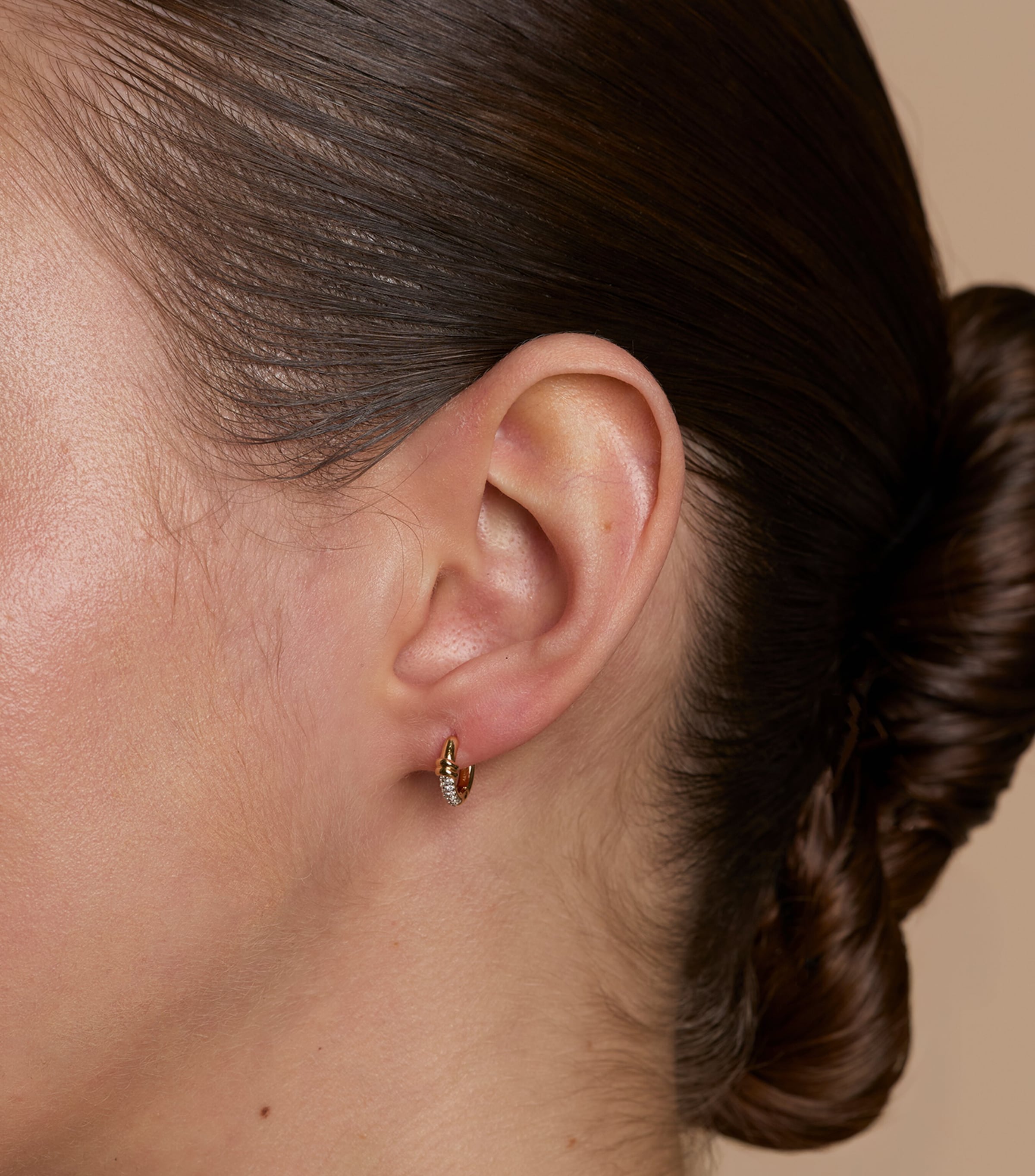 Astrid & Miyu Gold-Plated Pavé Knot Huggies Earrings Gold Image 2