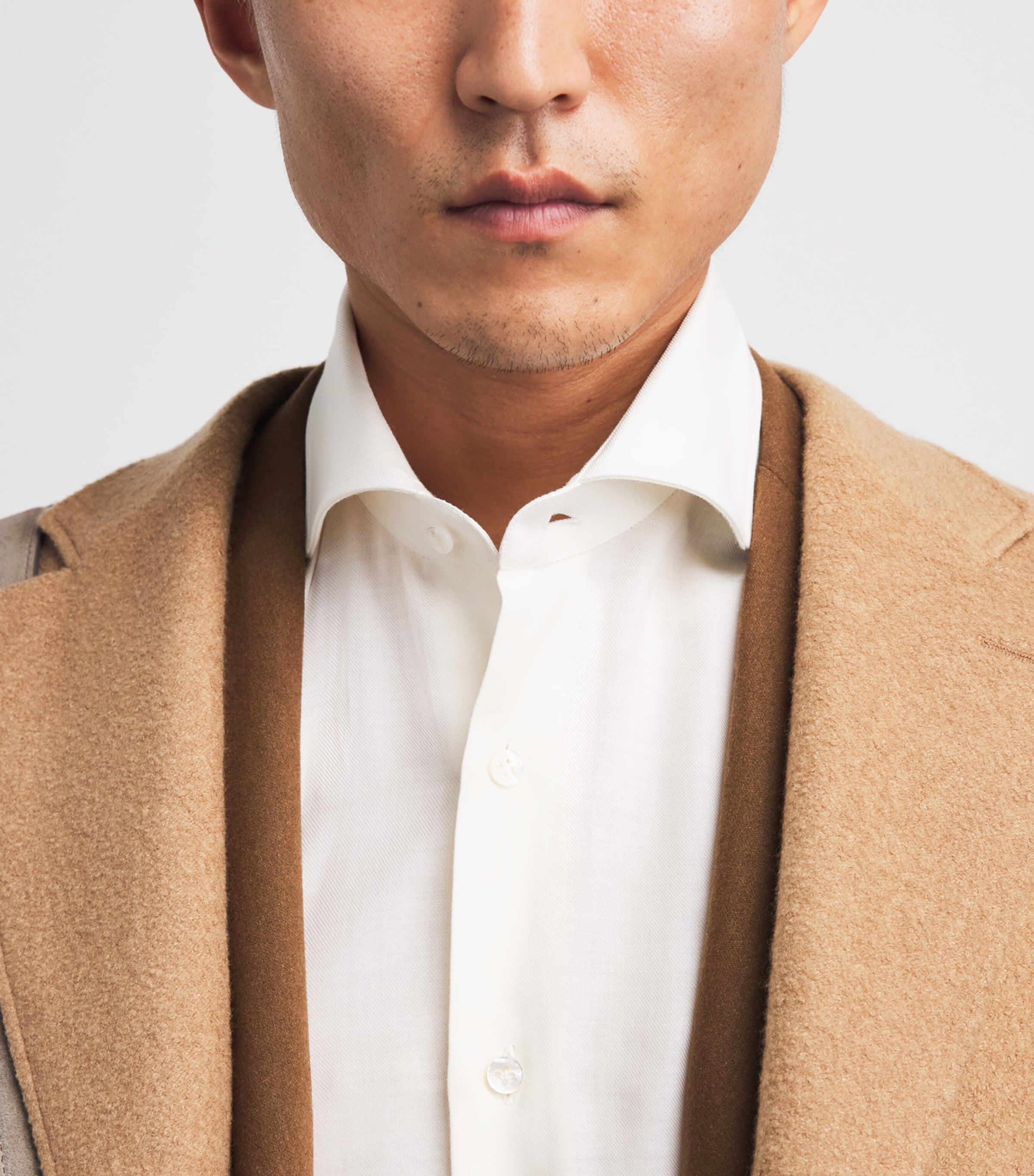 Barba Napoli Mens Cotton-Cashmere Shirt White Image 3