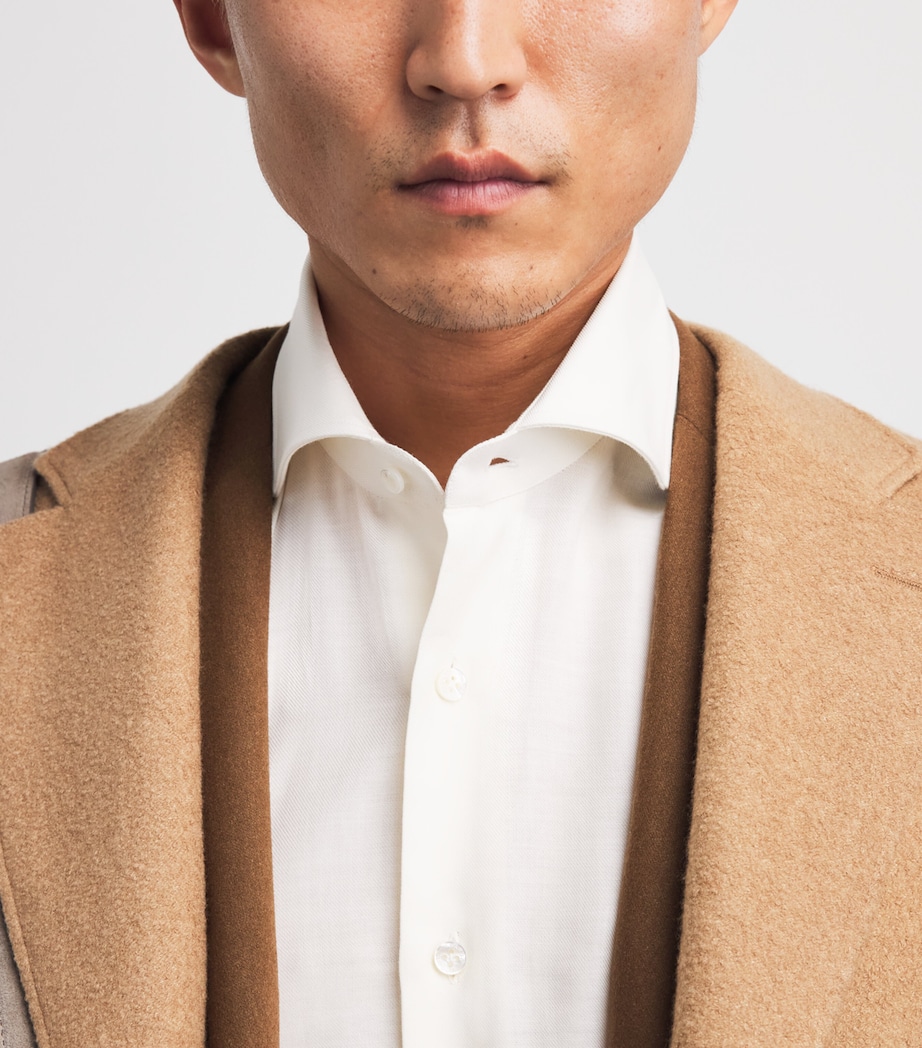 Barba Napoli Mens Cotton-Cashmere Shirt White Image 3