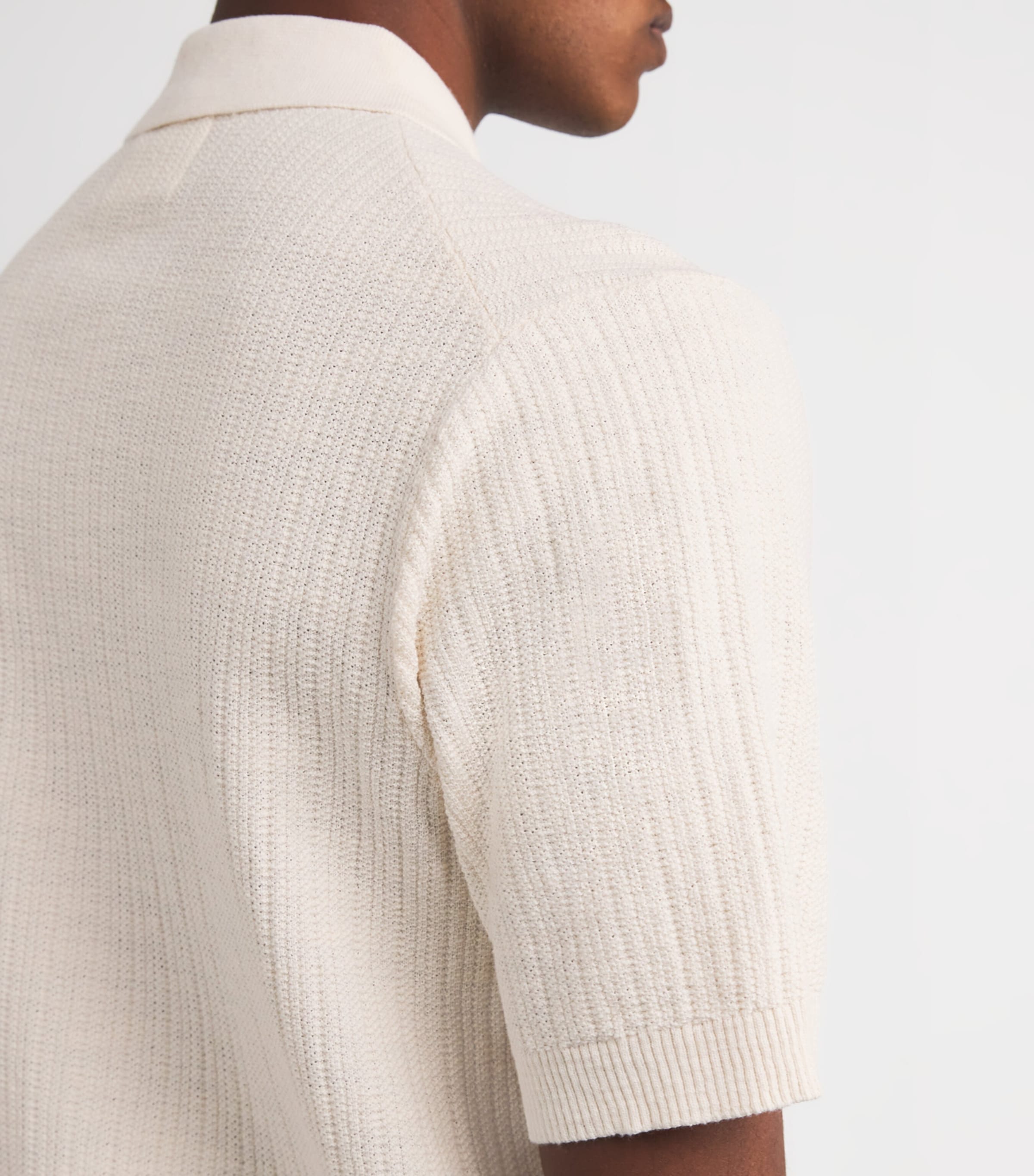 Organic Cotton Nolan Button-Up Polo Shirt ECRU 020 Image 6