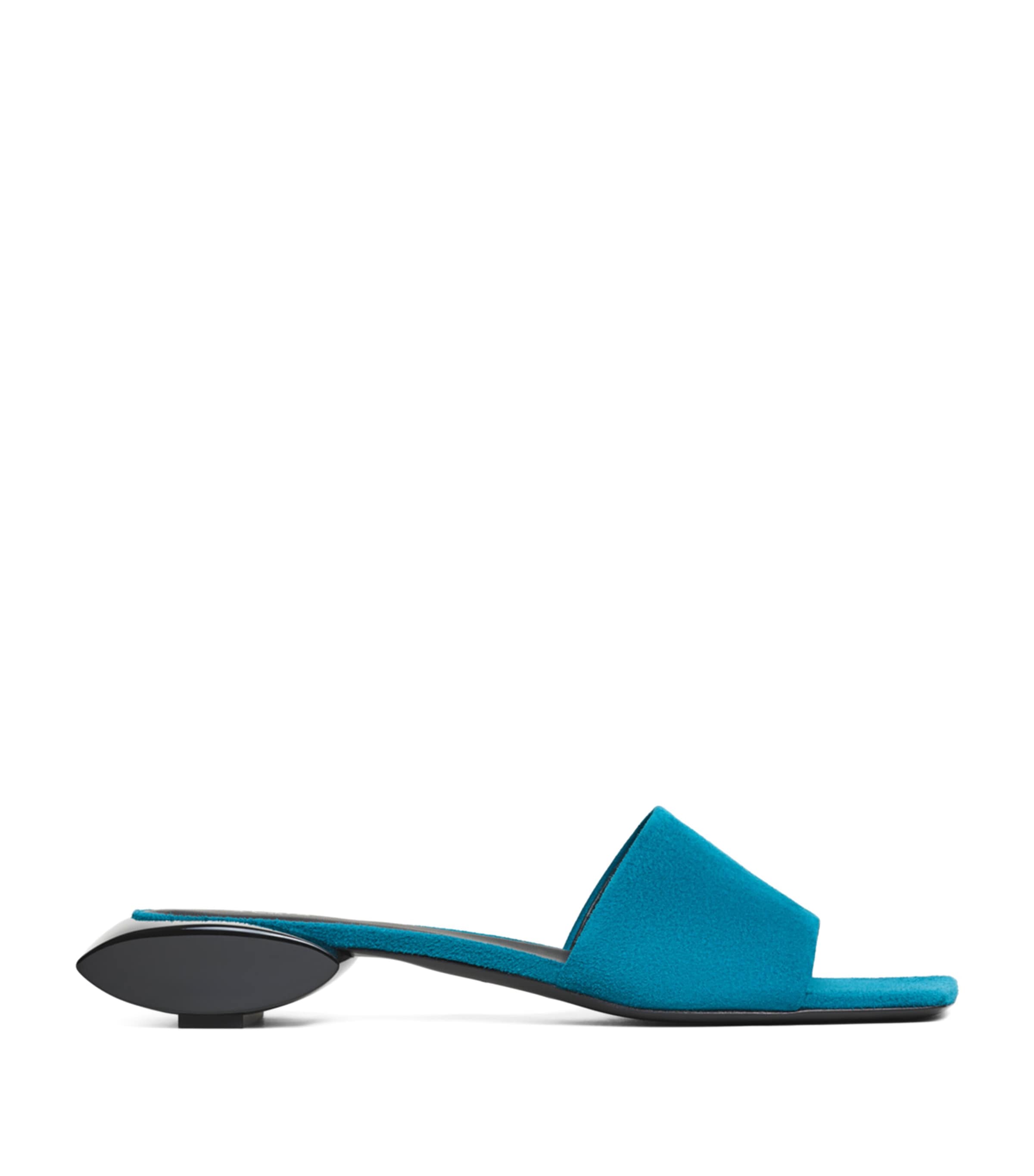 Alaïa Suede Ellipse Mules 30 China Blue