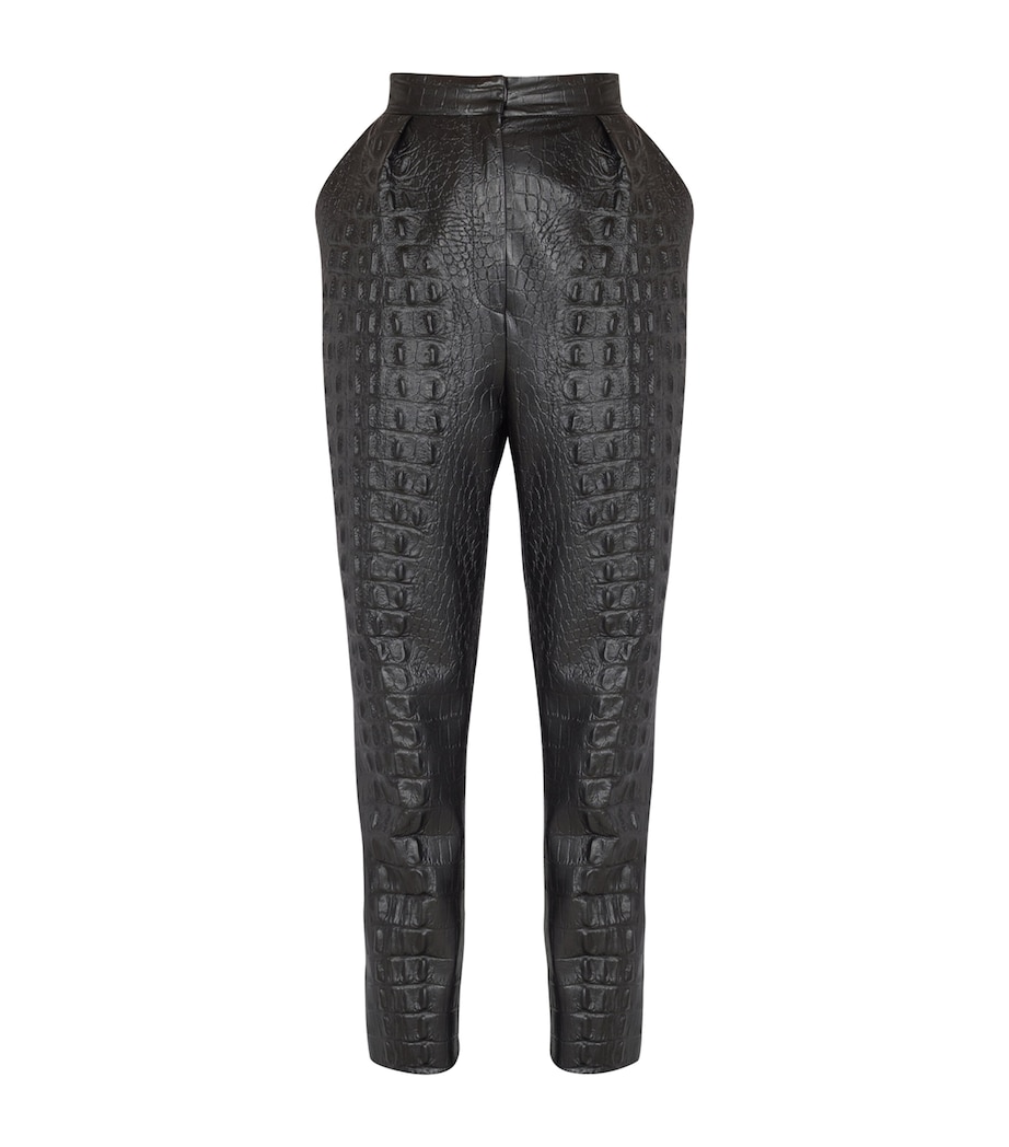 Croc-Embossed Straight-Leg Trousers 0PA NOIR Image 1