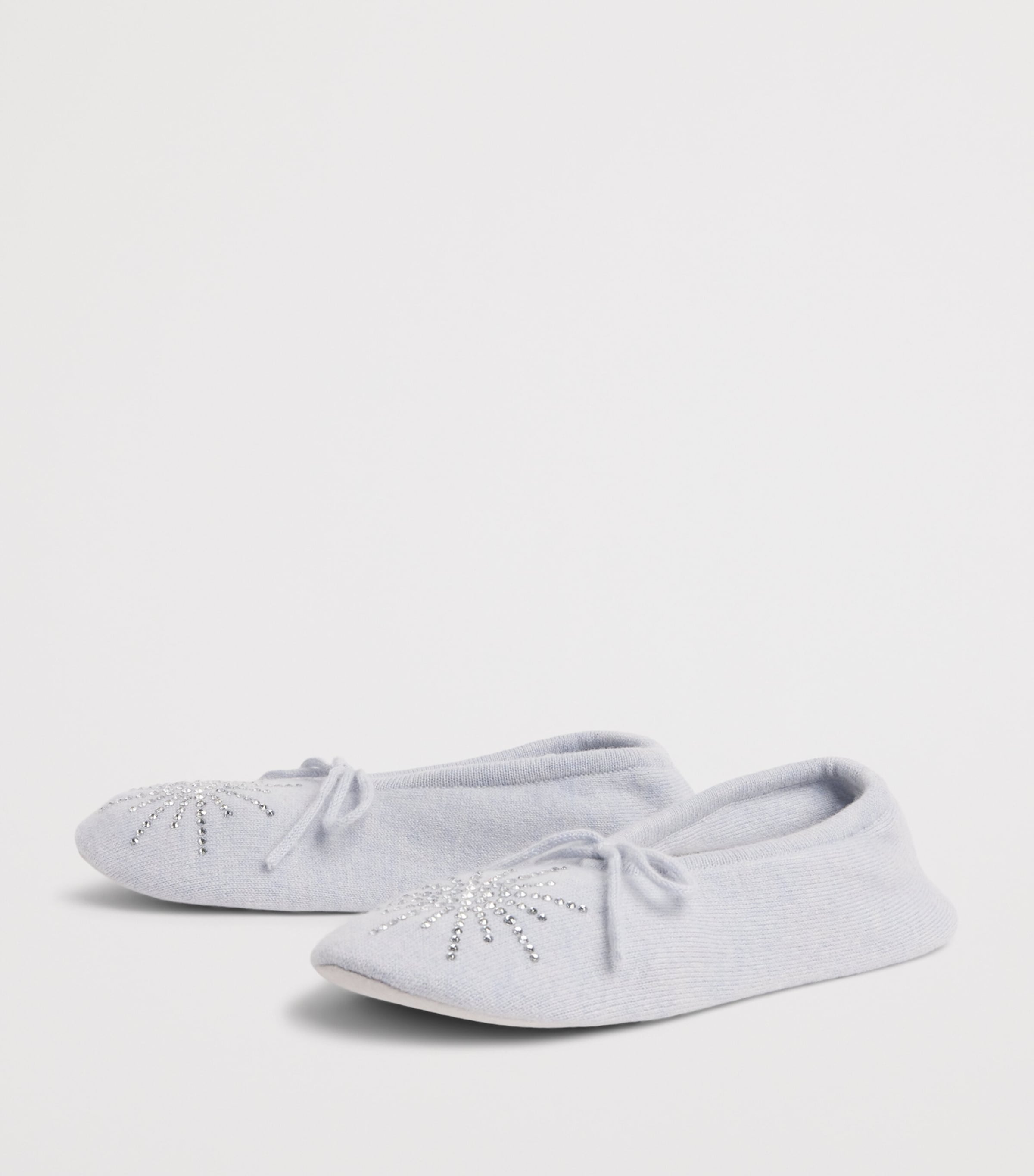 William Sharp Cashmere Embellished Dolly Slippers Blue Mist Blue Shade Image 3