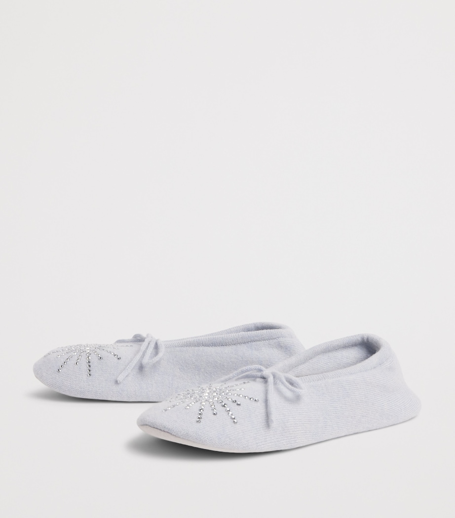William Sharp Cashmere Embellished Dolly Slippers Blue Mist Blue Shade Image 3