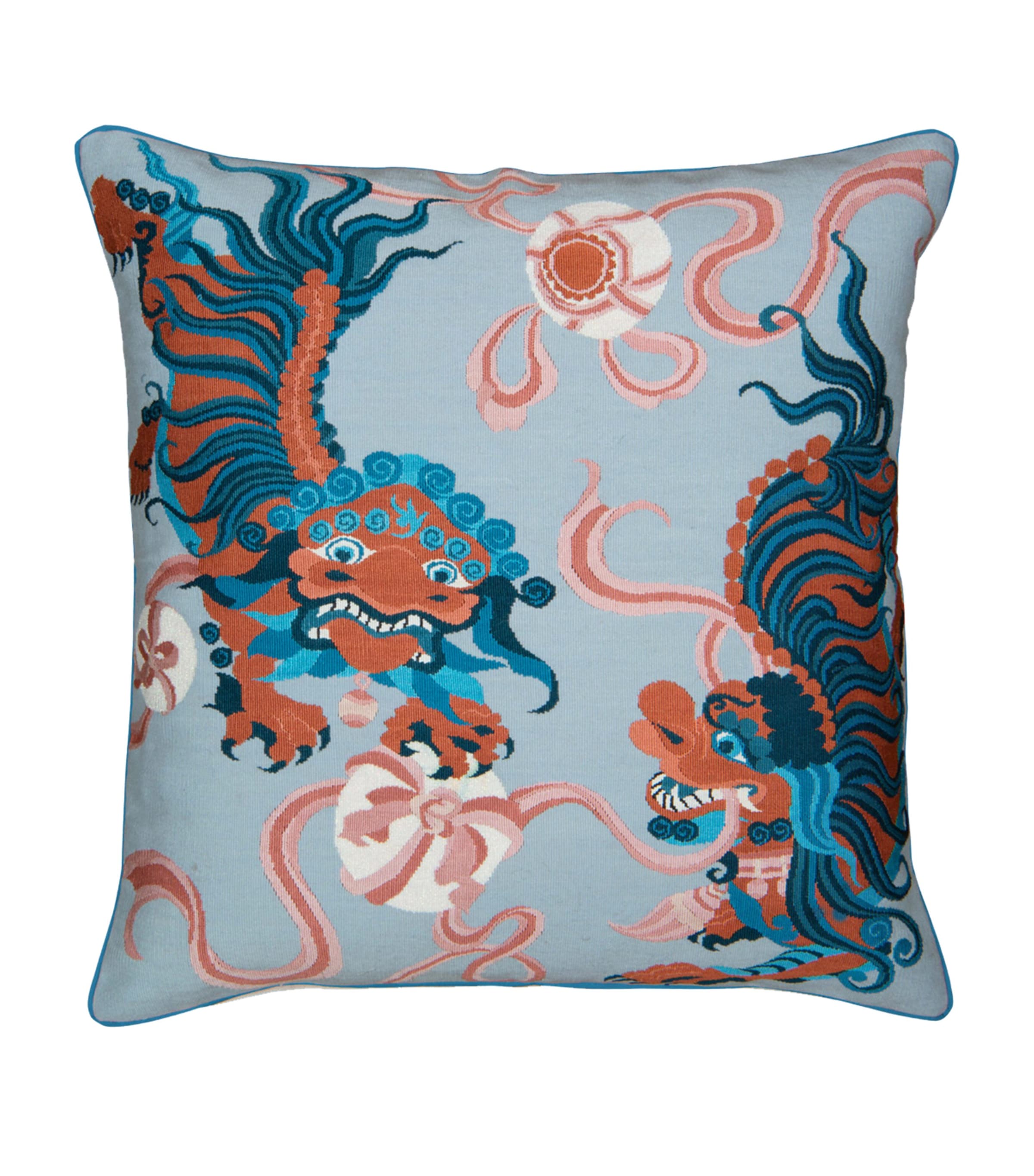 The Rug Company X Guo Pei Lion Dance Cushion In Blue