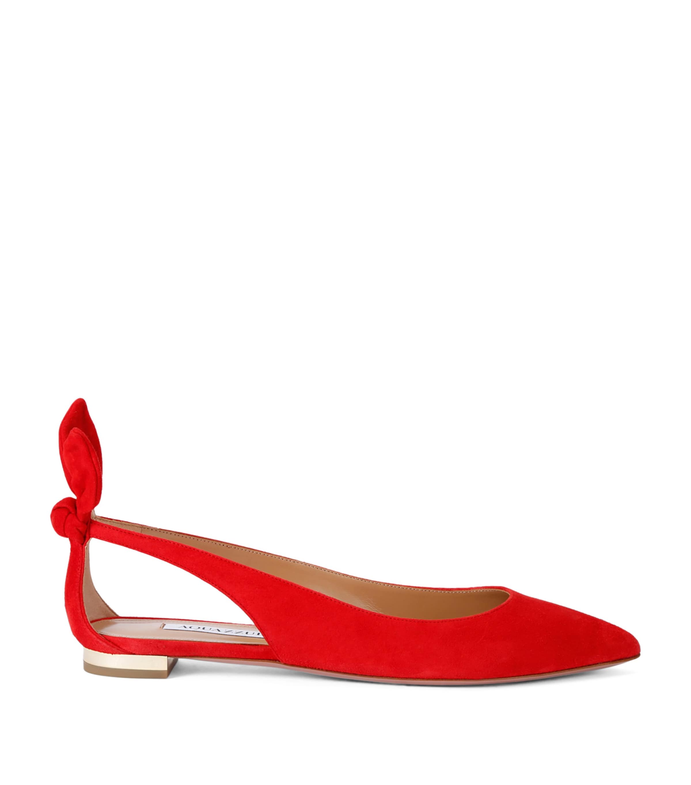 Aquazzura Bow Tie Suede Ballet Flats In Red