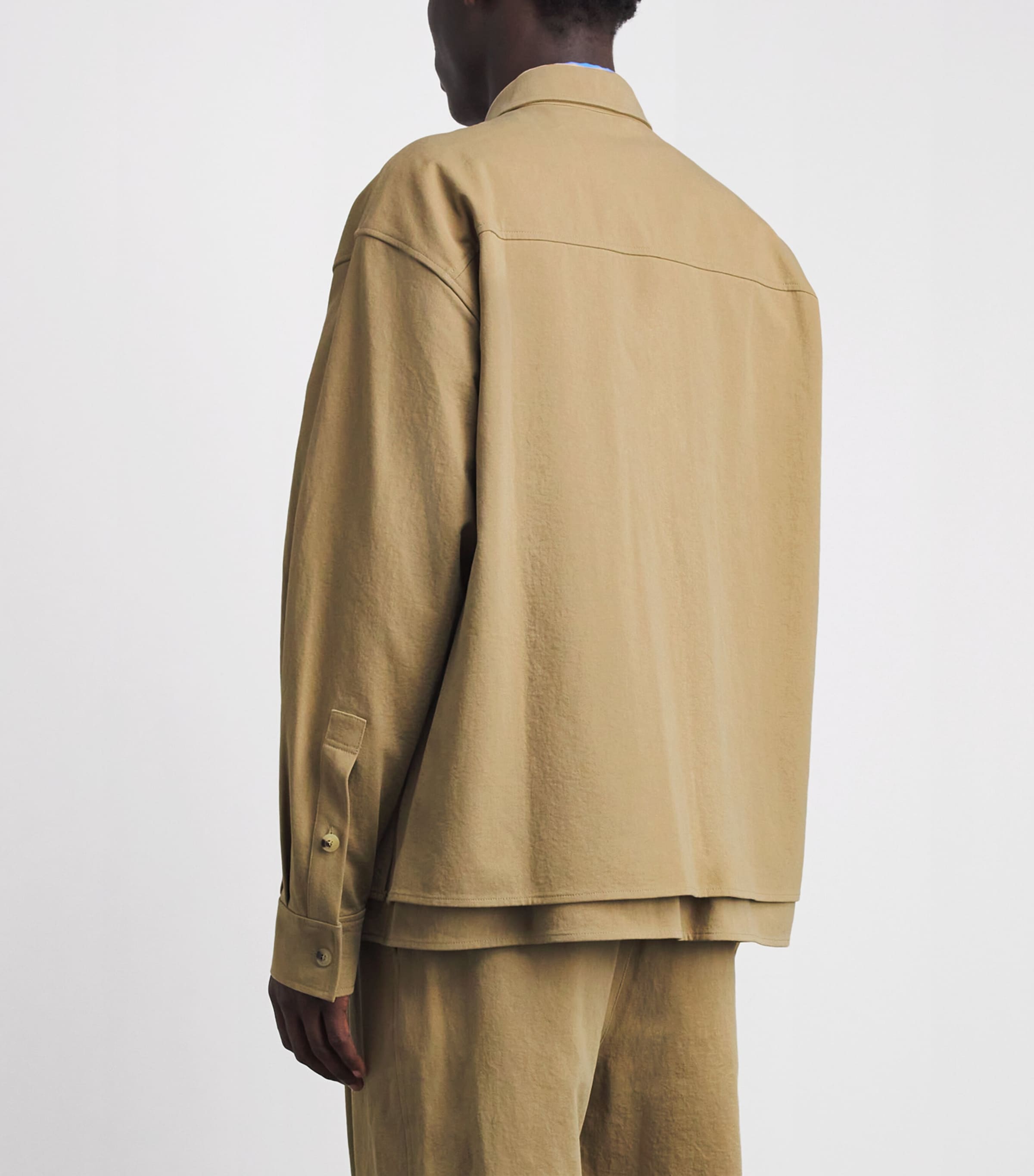 Le 17 Septembre Mens Cotton Double-Layer Overshirt Beige Image 5