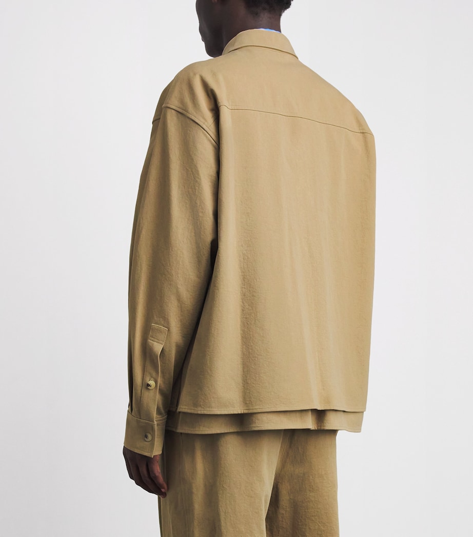 Le 17 Septembre Mens Cotton Double-Layer Overshirt Beige Image 5