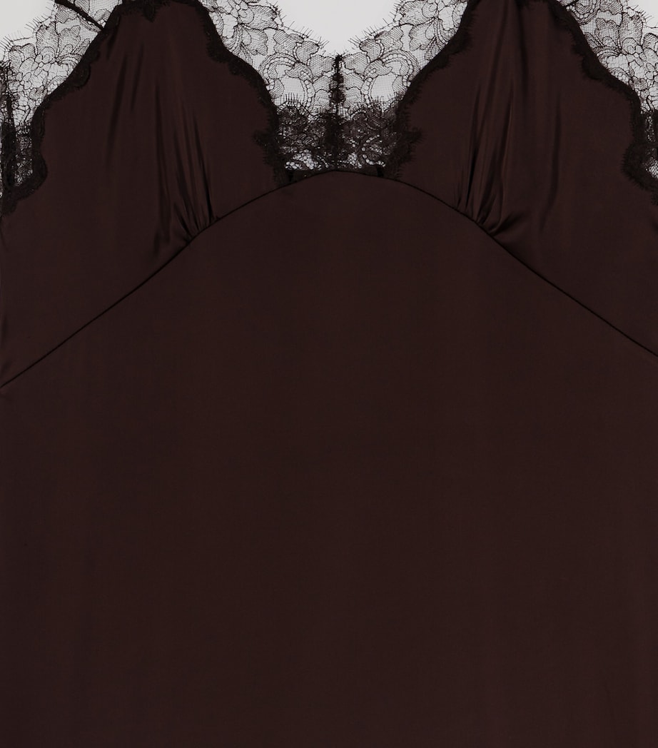 Maje Womens Lace-Trim Midi Dress Dark Brown Image 8