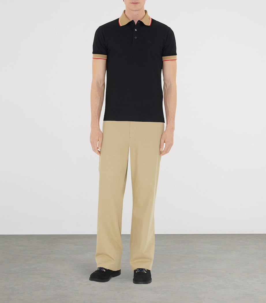 Cotton Logo-Collar Polo Shirt BLACK Image 2