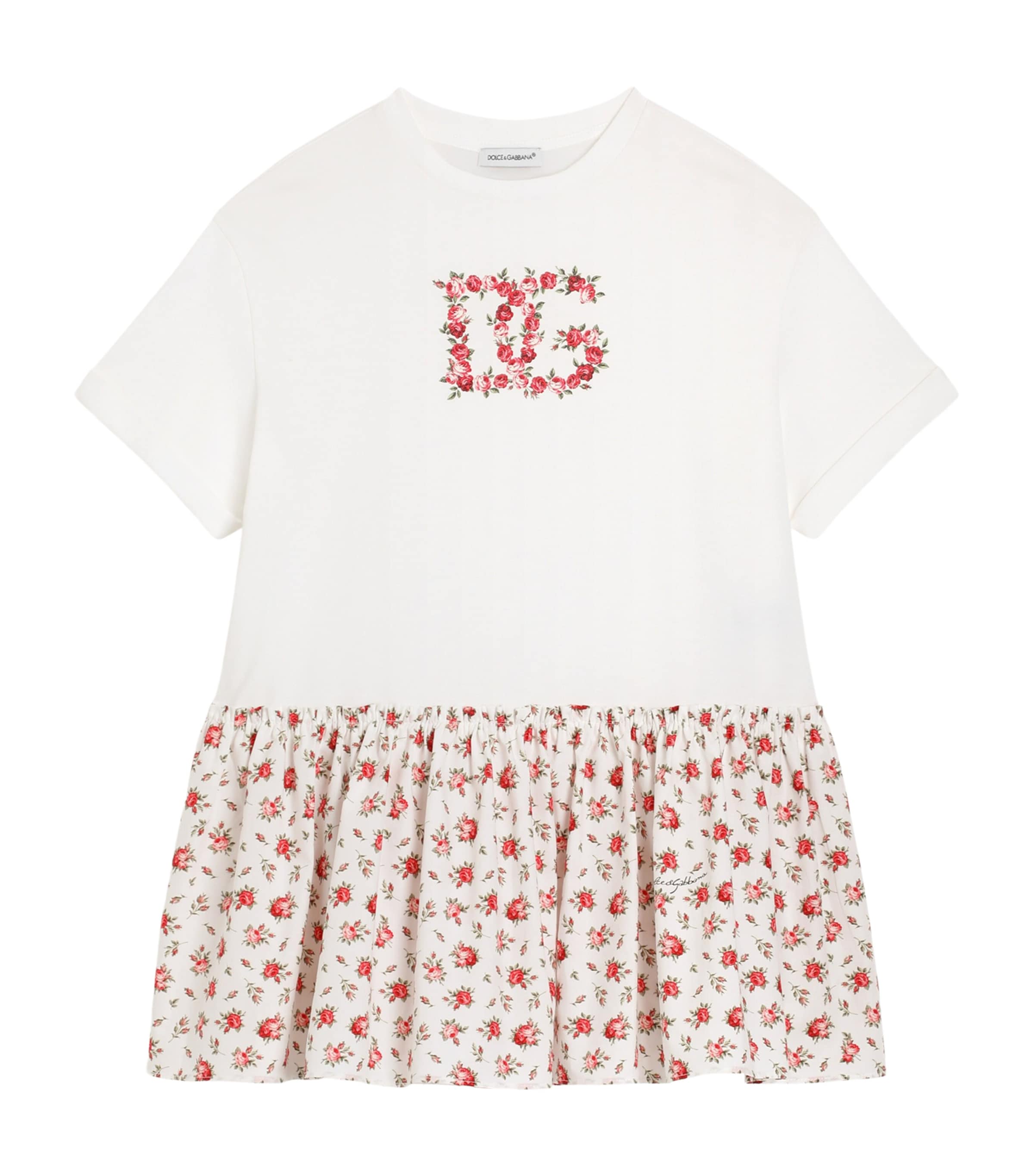 Dolce&Gabbana Kids Cotton Floral T-Shirt Dress (8-12+ Years) Combined Colou Image 1