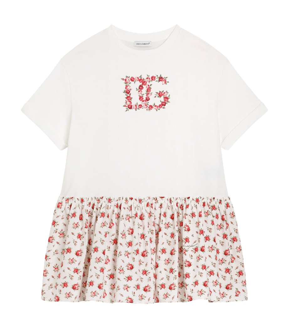 Dolce&Gabbana Kids Cotton Floral T-Shirt Dress (8-12+ Years) Combined Colou Image 1