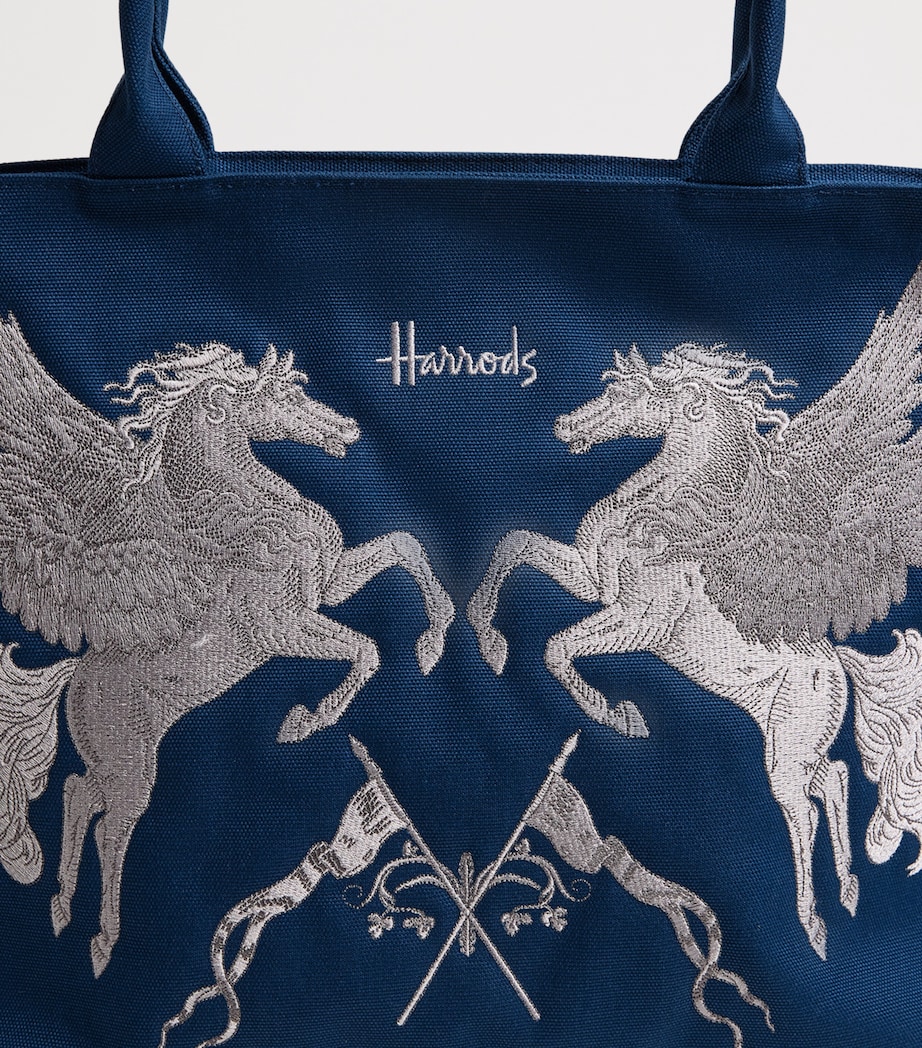 Harrods Canvas Embroidered Tote Bag Black Image 4