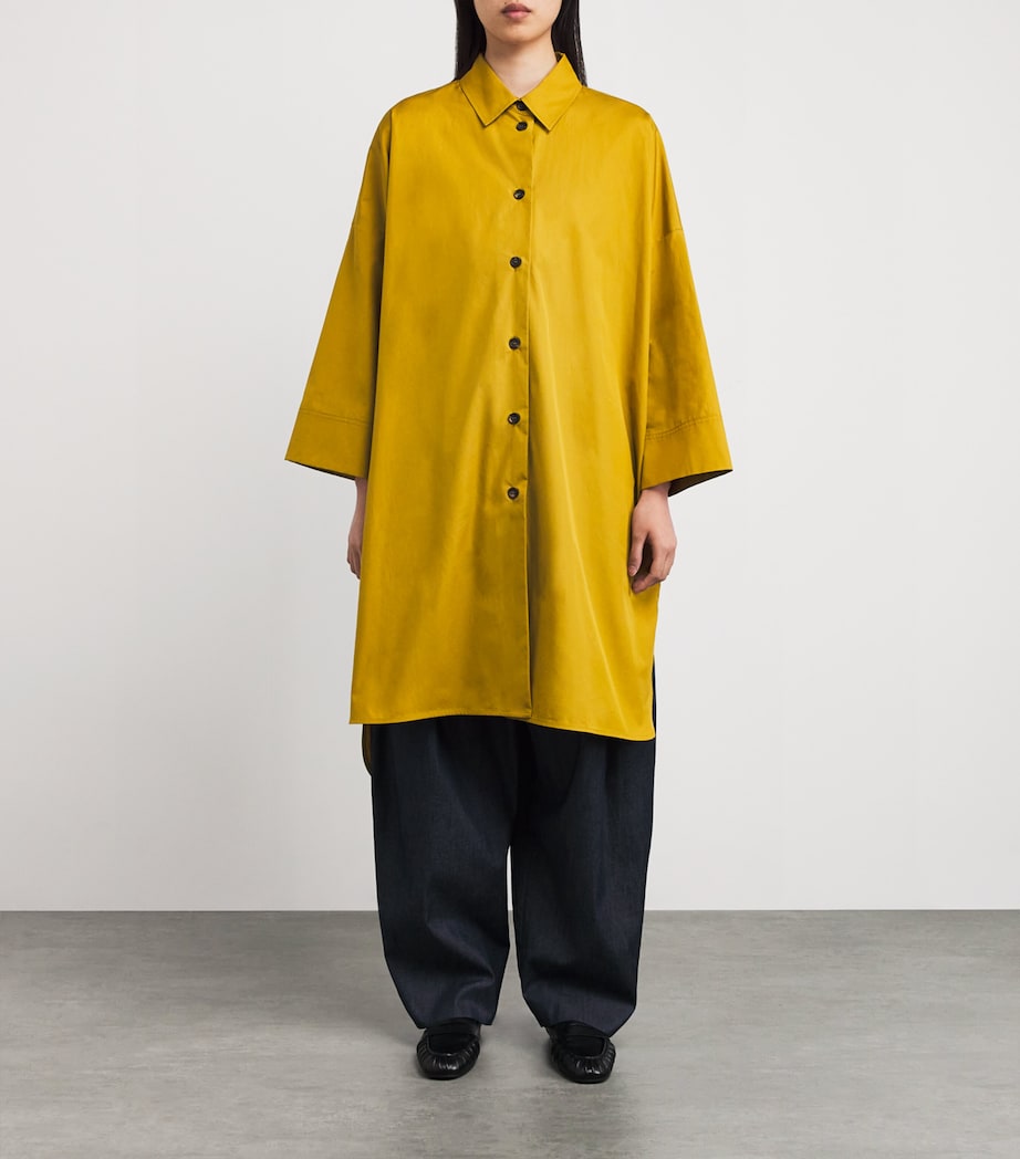 Cotton Midi Shirt Dress BRIGHT YELLOW Image 3