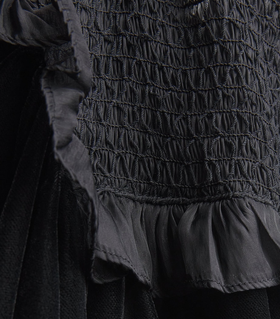 Shirred Organza Velvet Dress (4-16 Years) BLACK Image 3