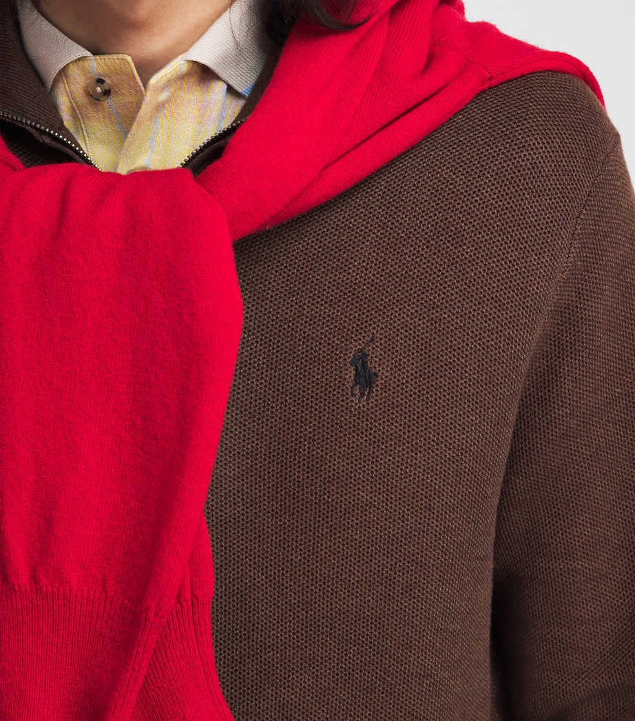 Polo Ralph Lauren Mens Cotton Half-Zip Sweater Nutmeg Brown Hthr Image 3