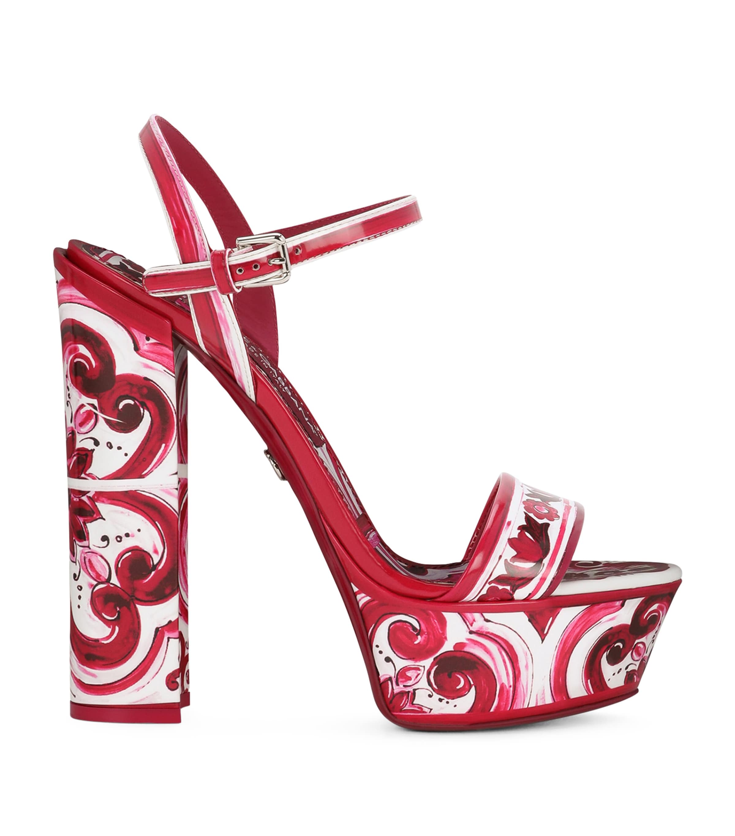 Dolce & Gabbana Printed Leather Ankle-strap Platform Sandals