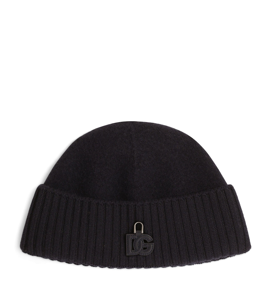 Dolce&Gabbana Virgin Wool Beanie Hat Dark Blue Image 1