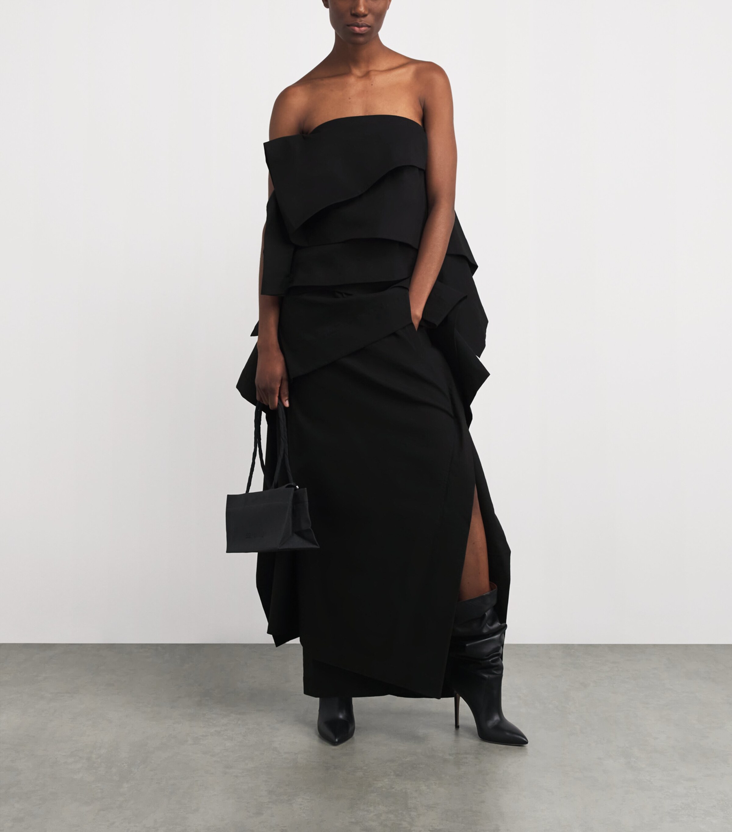 Issey Miyake Black Collapsing Sculpture Maxi Skirt | Harrods VE