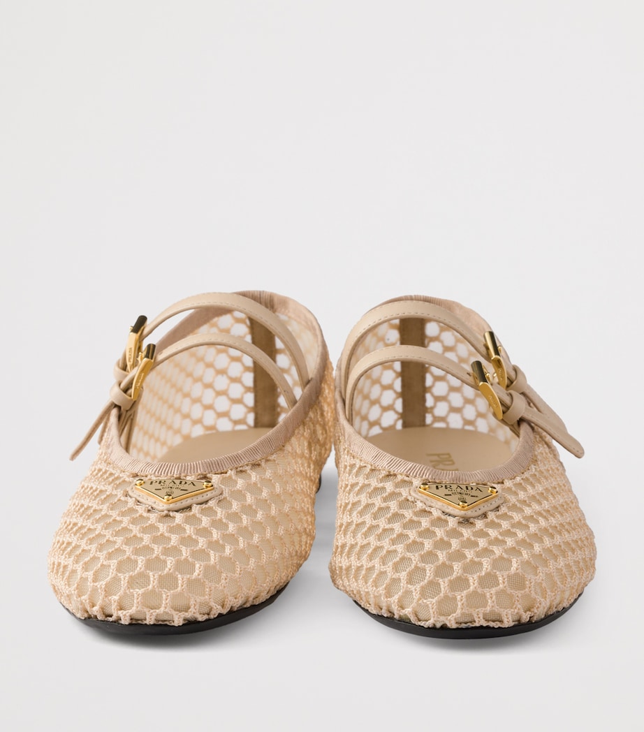 Prada Mesh Triangle Ballet Flats Neutral Image 5