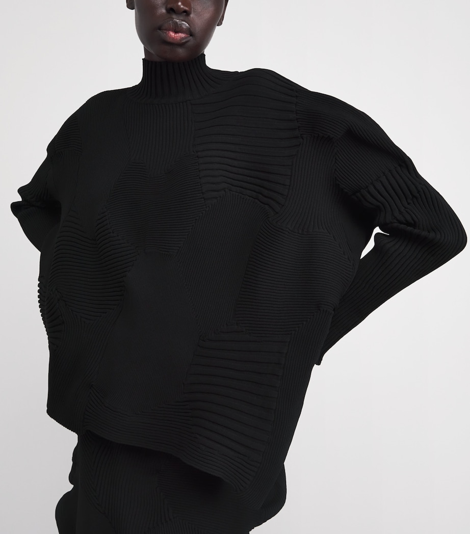 Issey Miyake Womens Kone Kone High-Neck Top Black Image 3