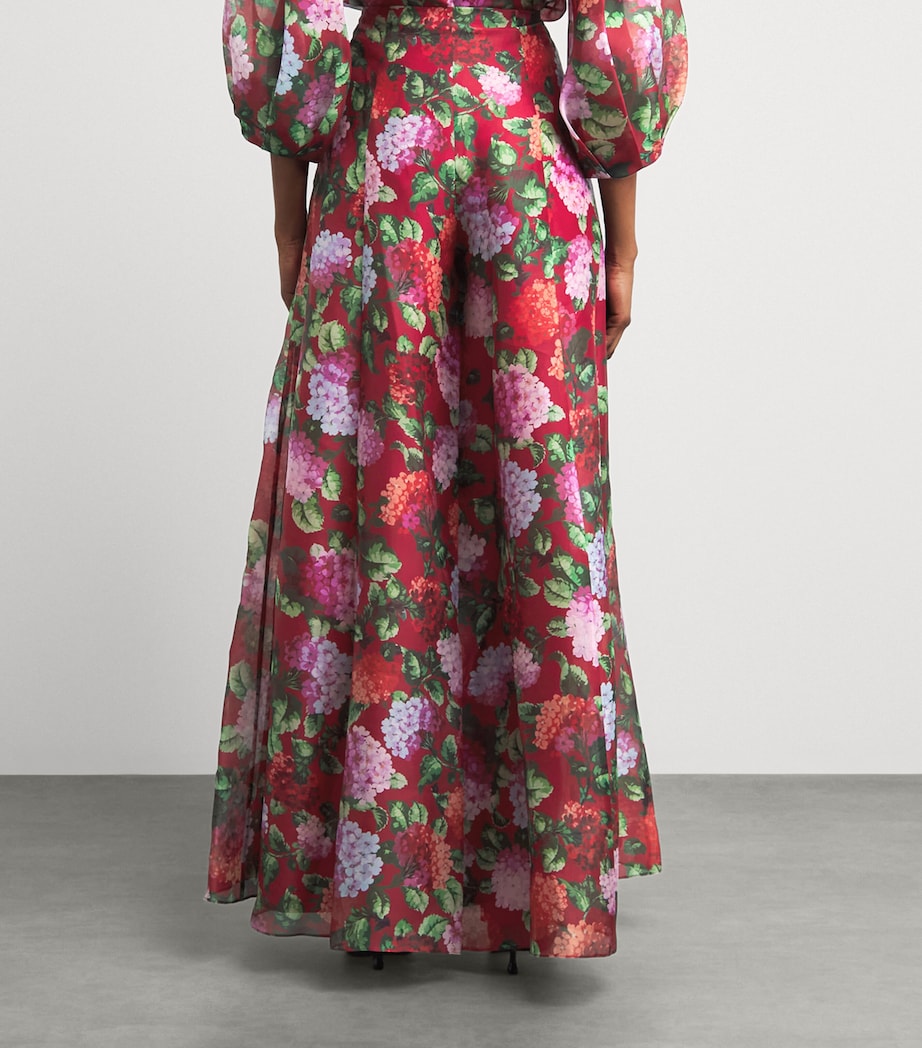 Carolina Herrera Womens Silk Floral Iris Trousers Cranberry/multi Image 4
