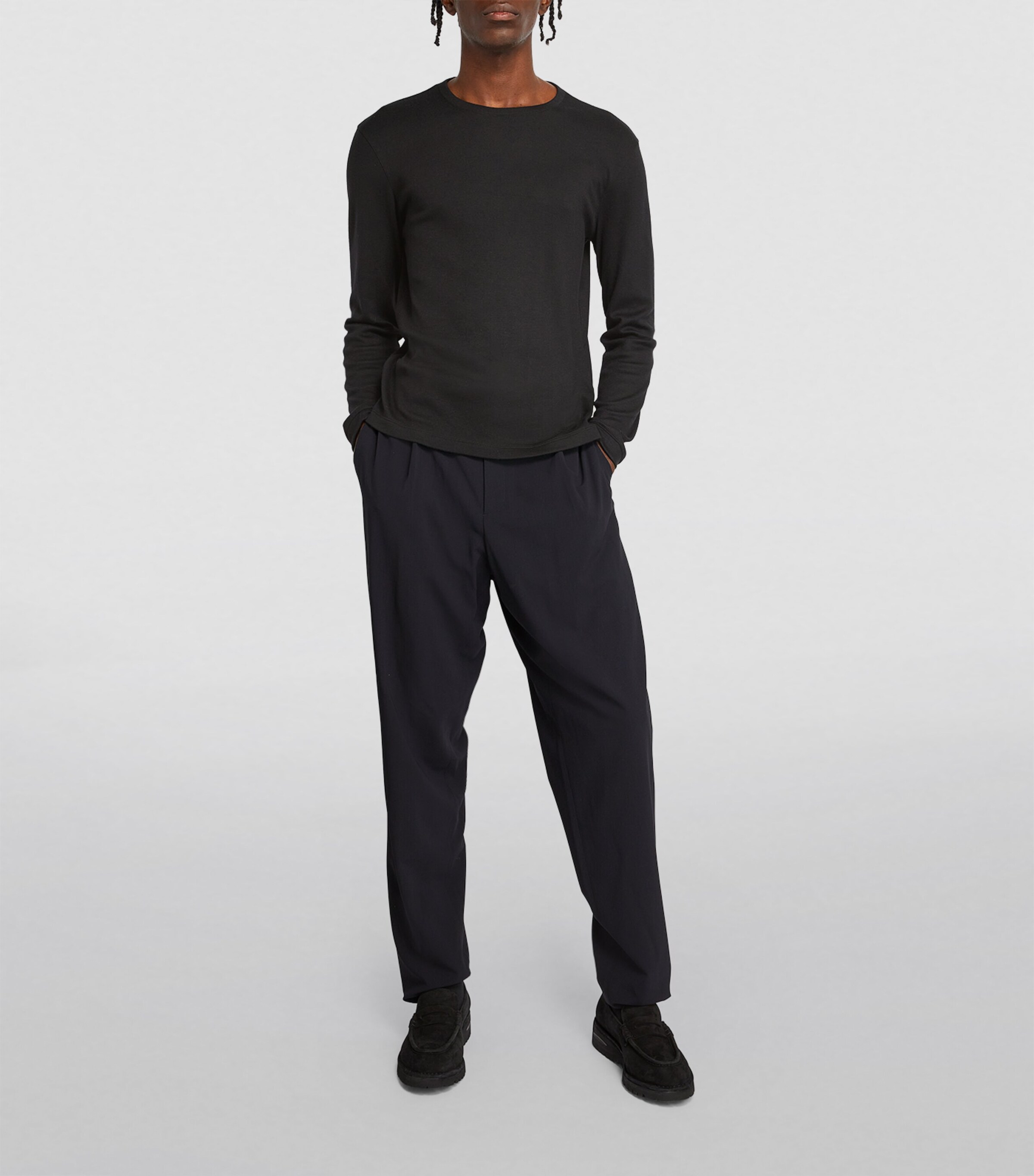 Giorgio Armani Black Cashmere Crew-Neck Sweater | Harrods US