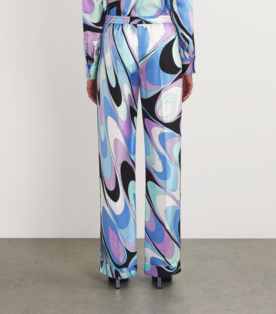 PUCCI Womens Silk Straight Tailored Trousers Celeste Image 4