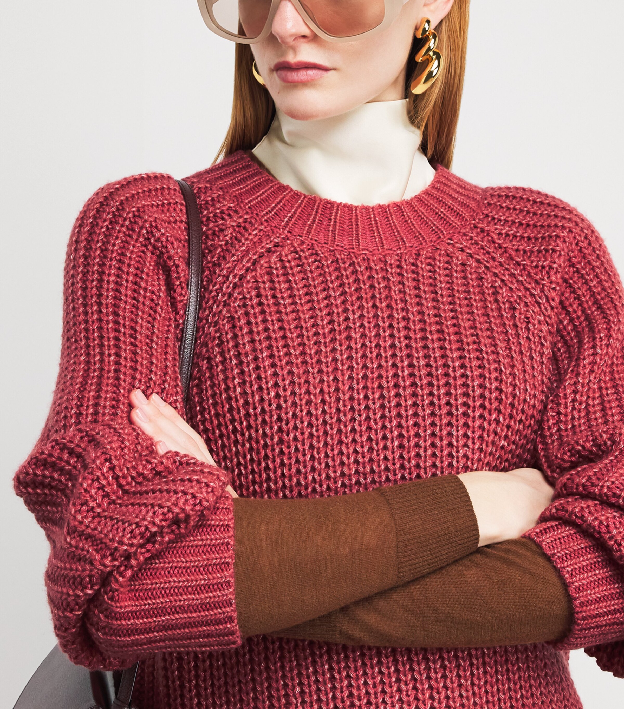 Joseph Womens Wool-Cashmere-Silk Plamer Sweater Mulberry Image 6