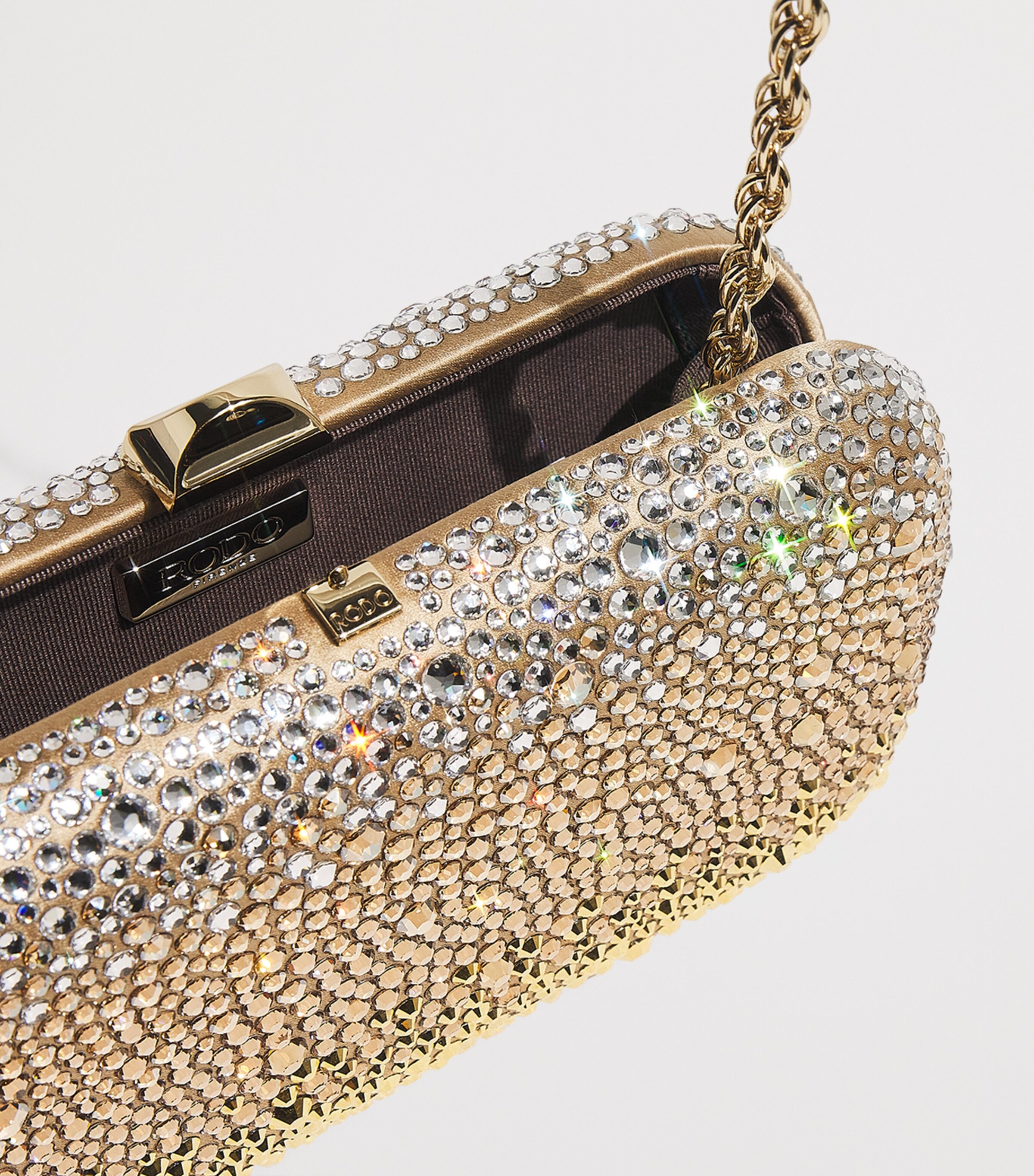 Rodo Satin Embellished Clutch Bag Sand Satin Image 4
