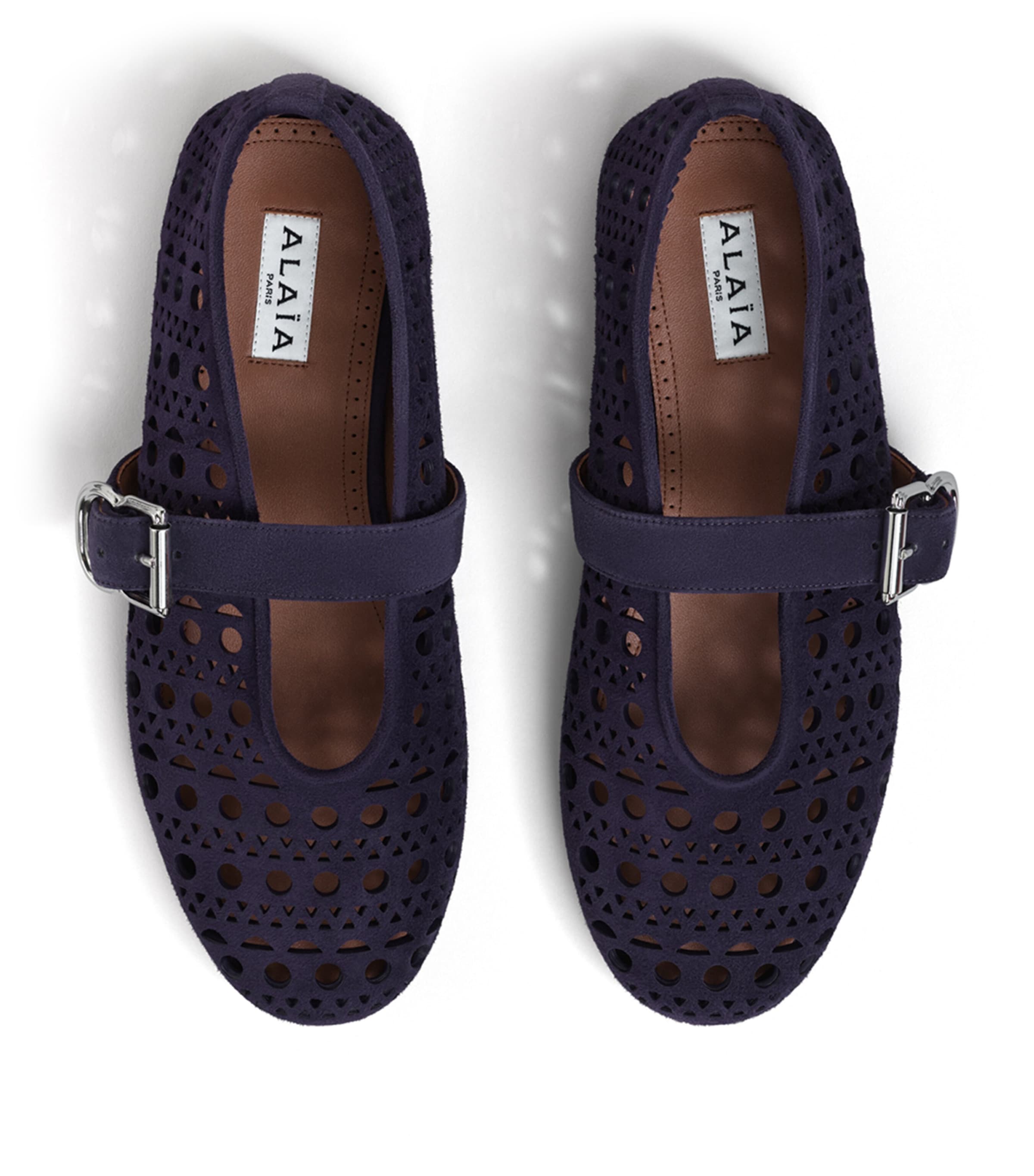 Alaïa Womens Suede Vienne Ballet Flats Aubergine Image 2