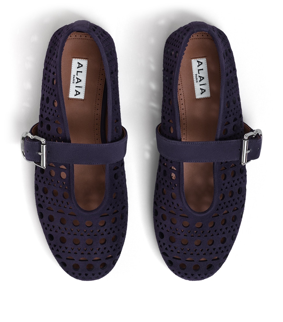 Alaïa Womens Suede Vienne Ballet Flats Aubergine Image 2