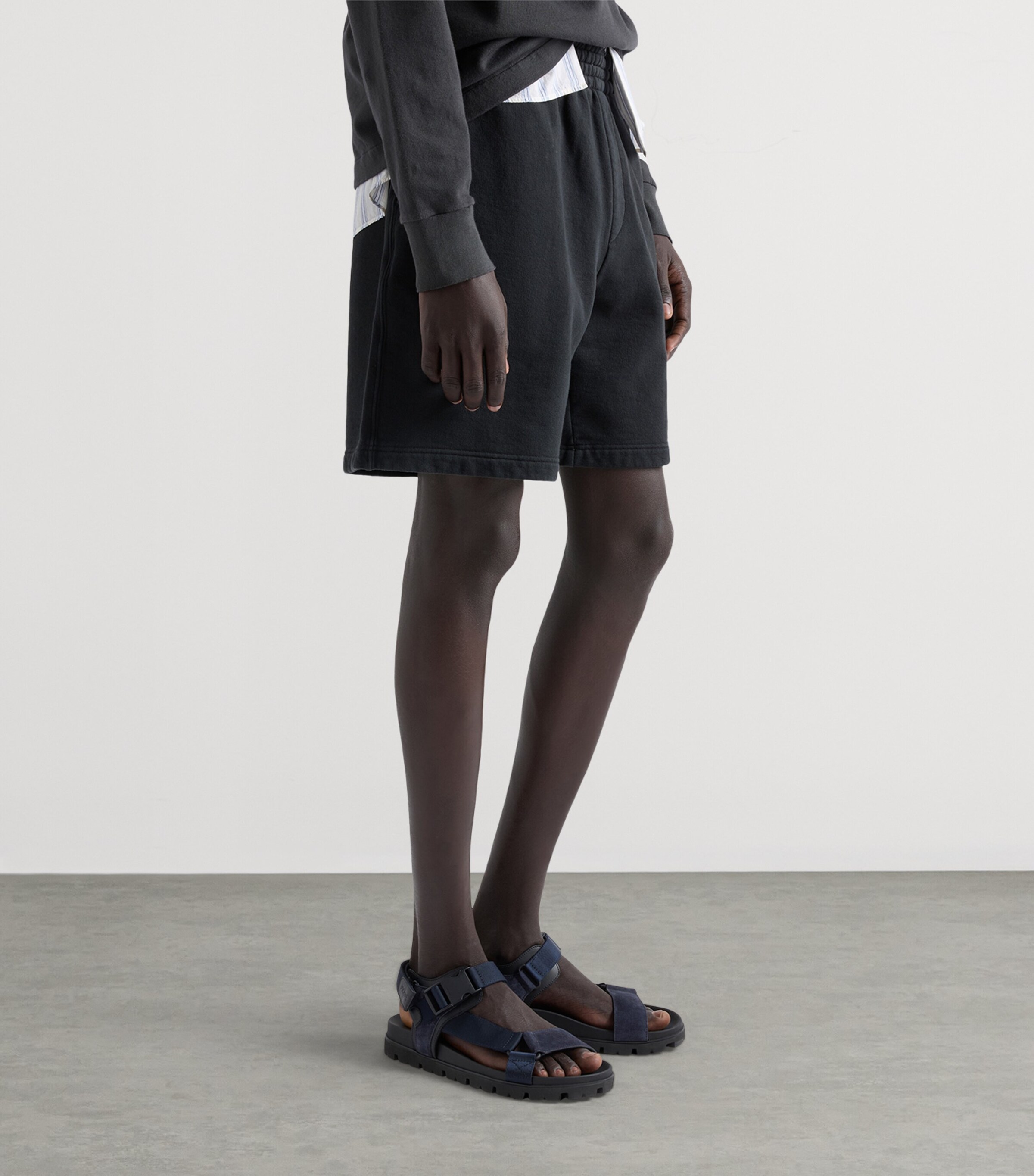 Prada Suede and Woven Tape Sandals Blue Image 2