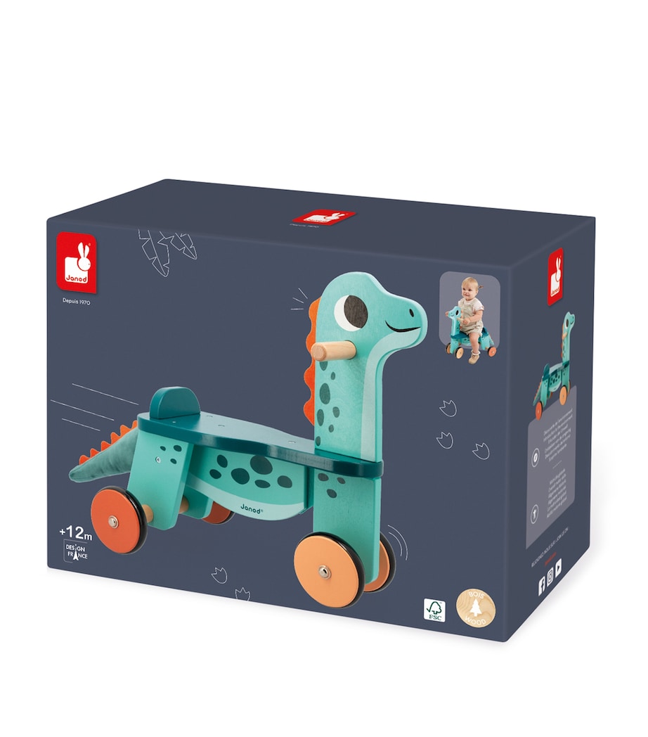 Wooden Portosaurus Dino Ride-On MULTI Image 2