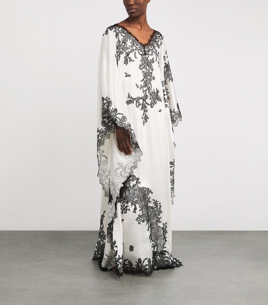 Silk Contrast Lace Kaftan BLACK/WHITE Image 2