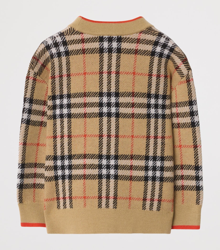 Wool Check Cardigan (3-12 Years) SAND IP CHECK Image 2