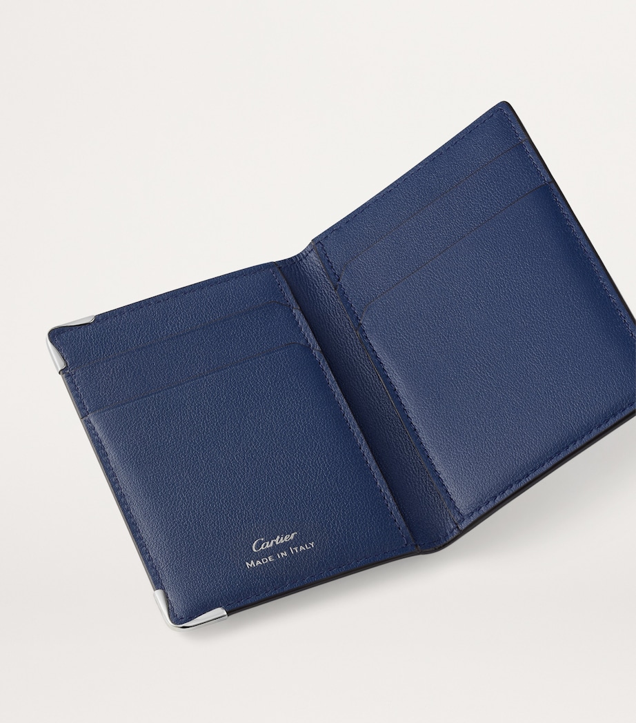 Leather Must de Cartier XL Logo Bifold Card Holder BLUE Image 5